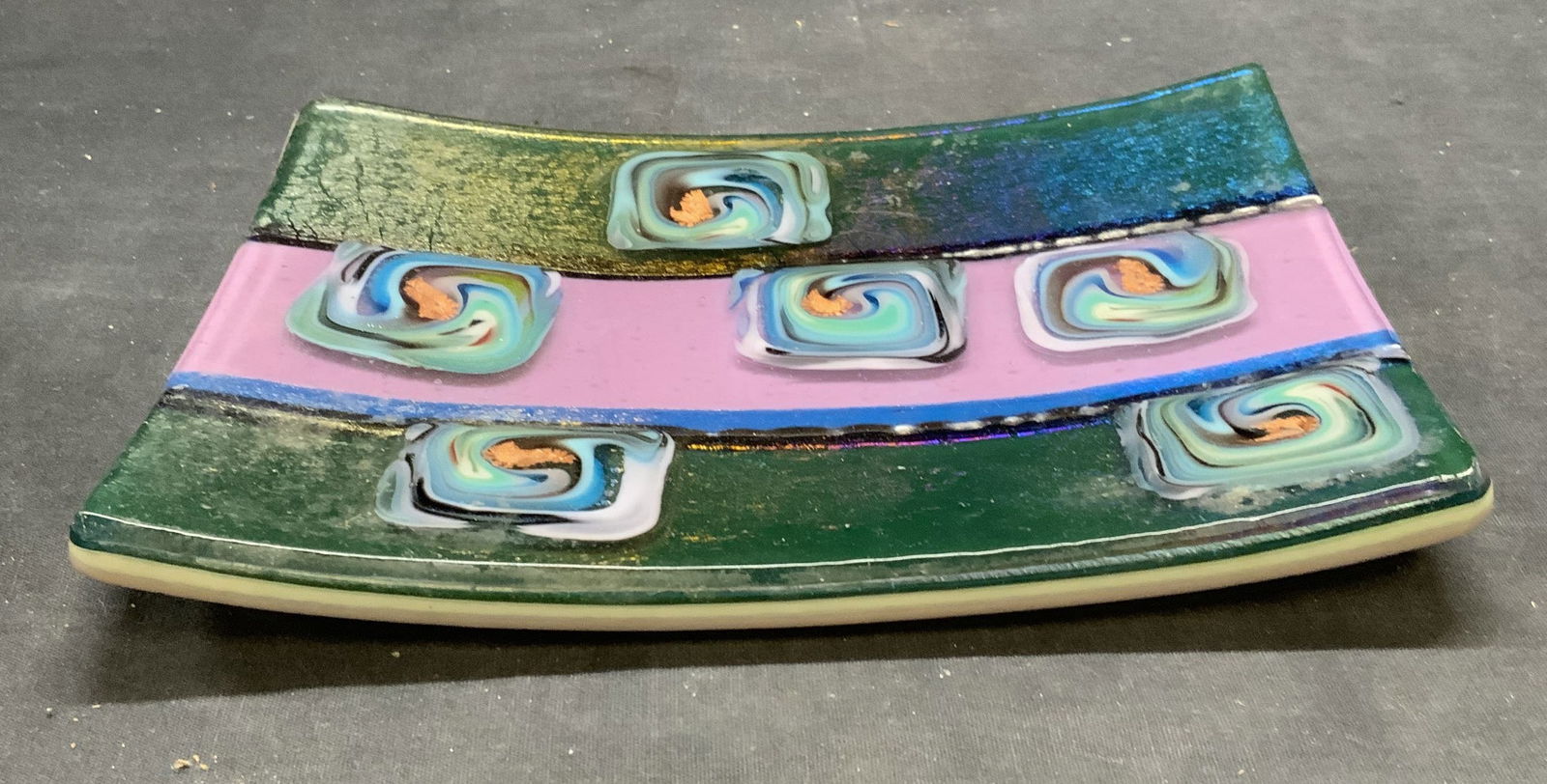 Blue & Purple Handmade Art Glass Dish (1 of 6)