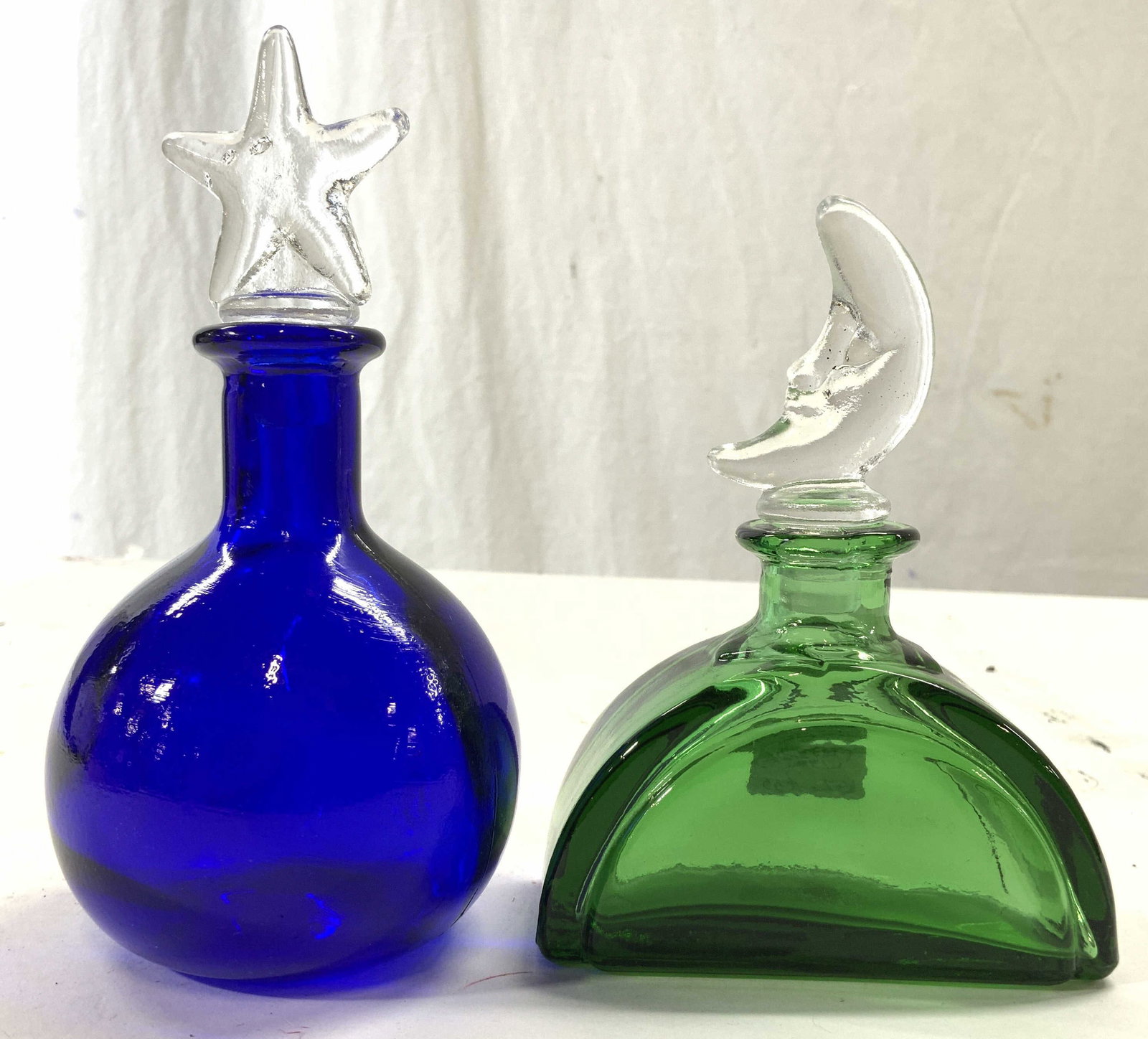 Lot 2 Art Glass Perfume Bottles W Stoppers (1 of 7)
