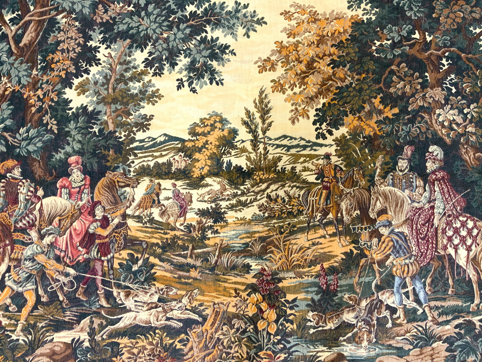 Vntg Needlepoint Tapestry Hunting Scene (1 of 7)