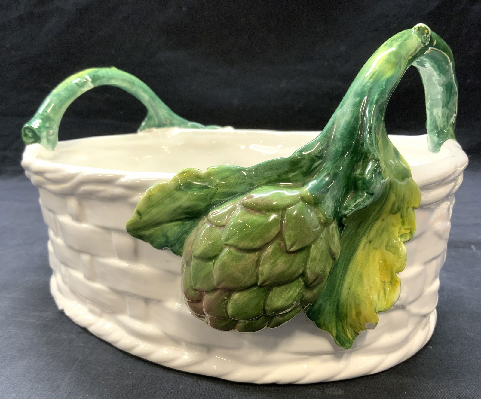 VIETRI Porcelain Basket W Handles ITALY (1 of 6)