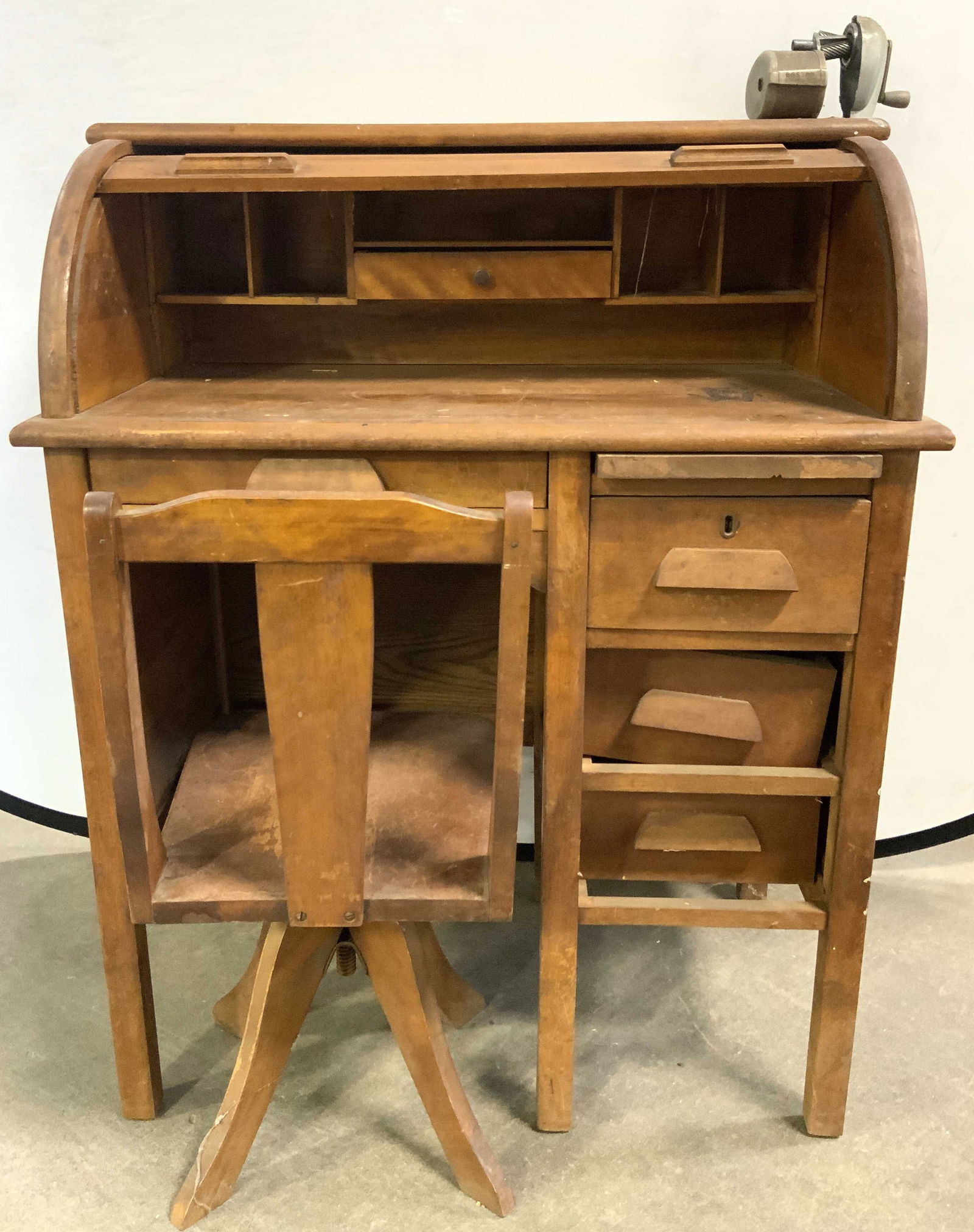 Trademarked Antq Wooden School Desk W Chair (1 of 10)