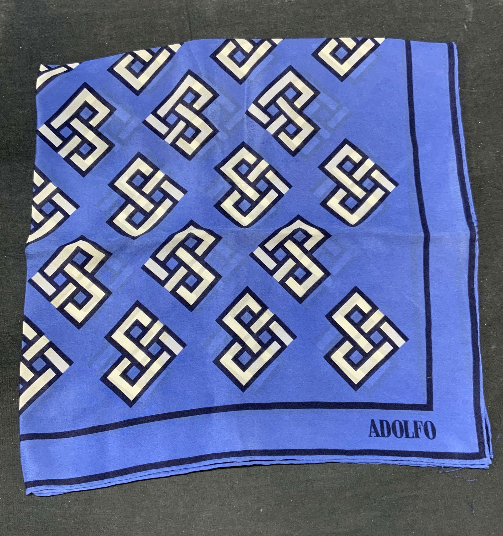 Adolfo Blue Silk Knot Pattern Scarf (1 of 6)
