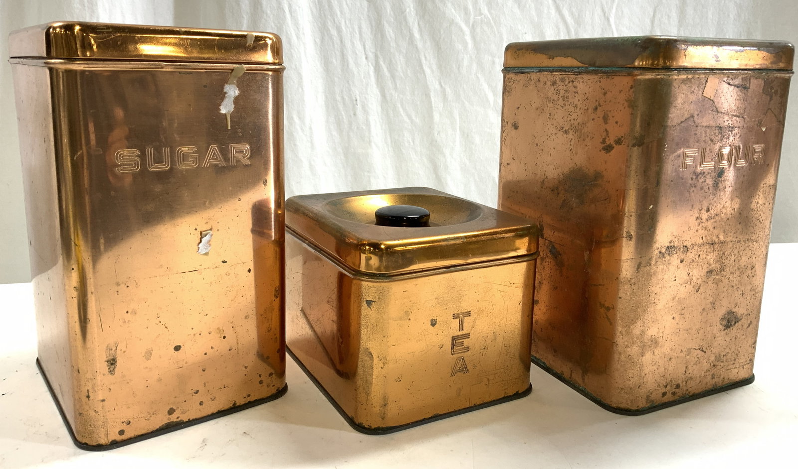 LINCOLN BEAUTYWARE Set 3 Copper Kitchen Canisters (1 of 7)