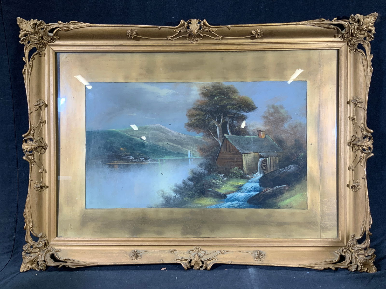 Framed & Signed Pastel Landscape Old Mill (1 of 12)