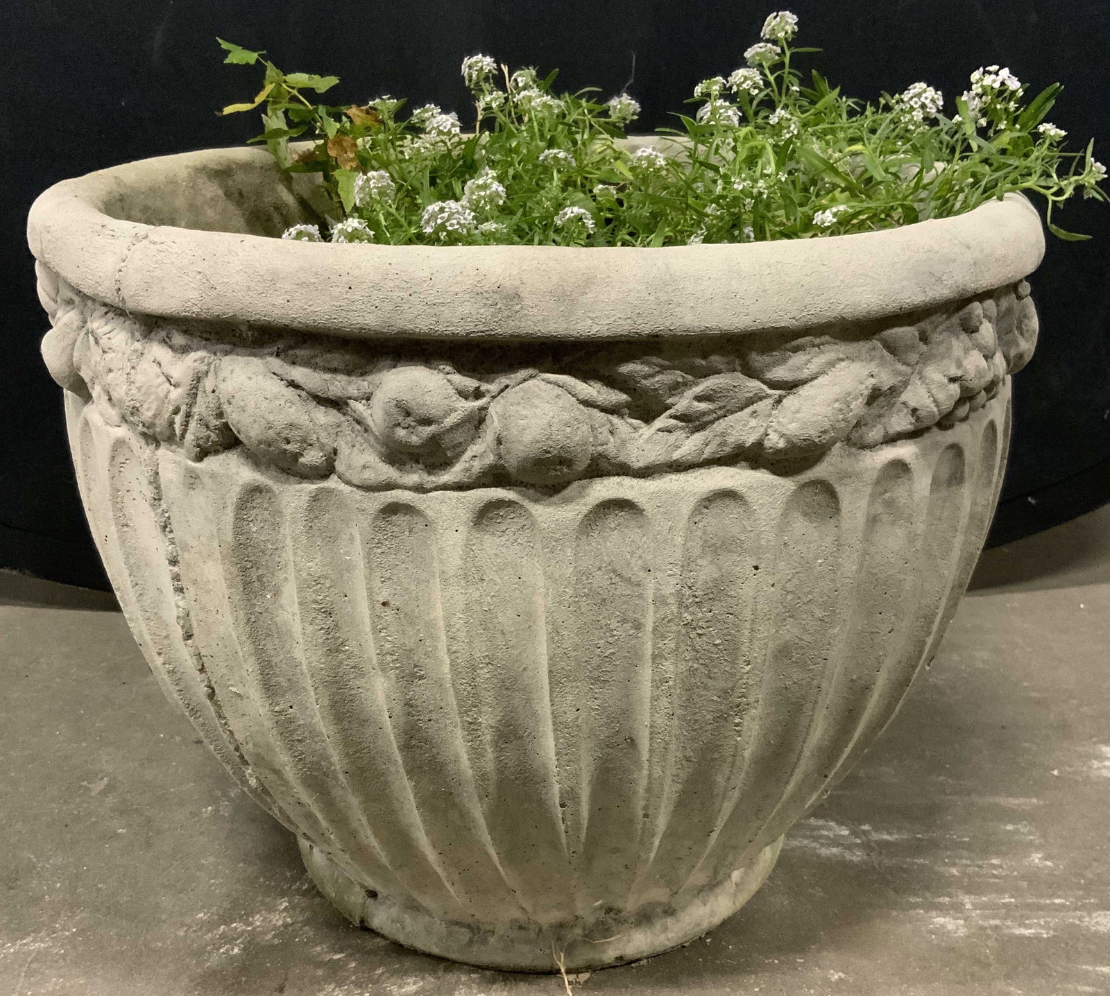 Vintage Scalloped Outdoor Cement Planter (1 of 6)