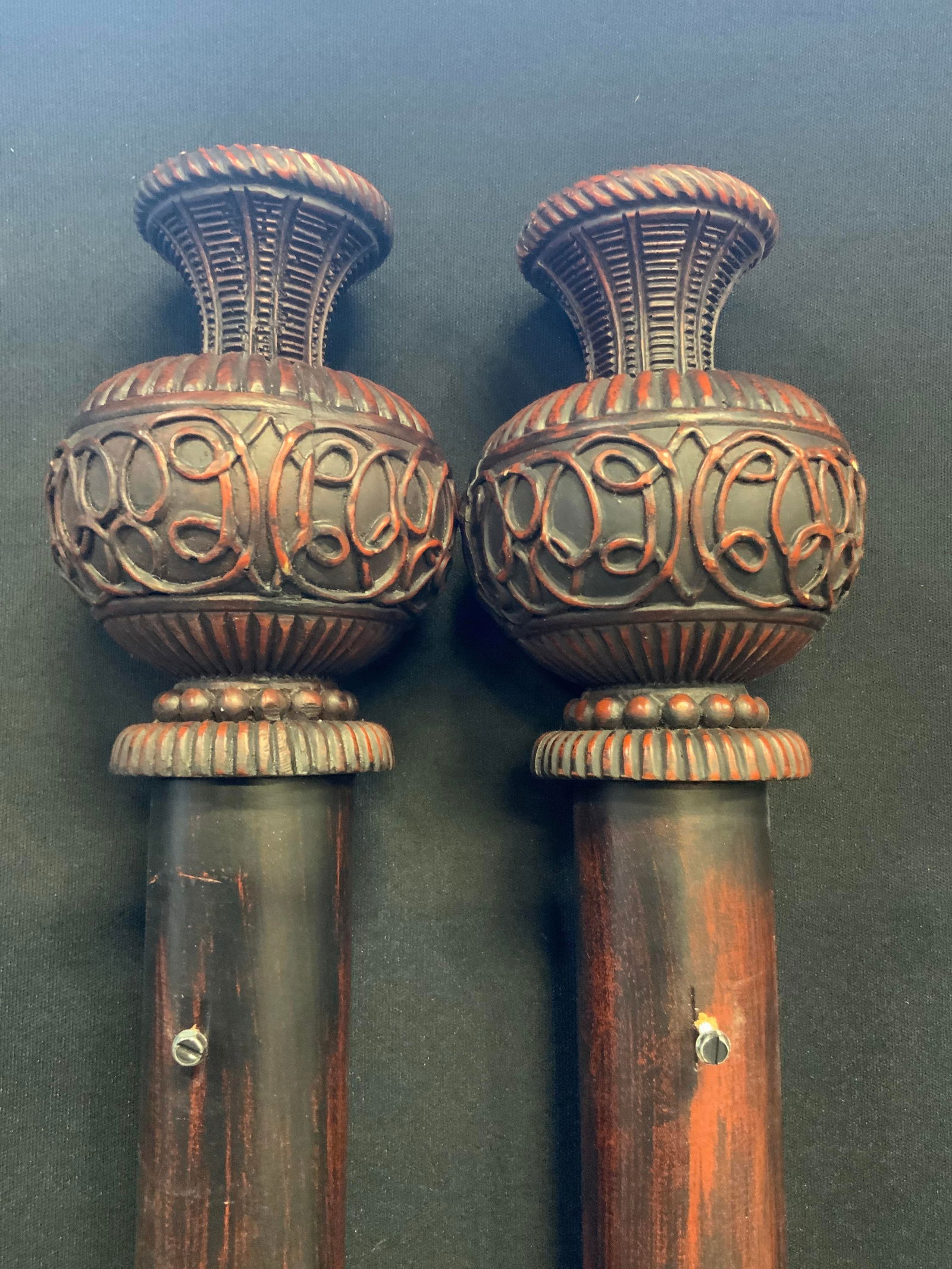 Pair Brushed Red & Black Curtain Rods W/ Rings (1 of 11)