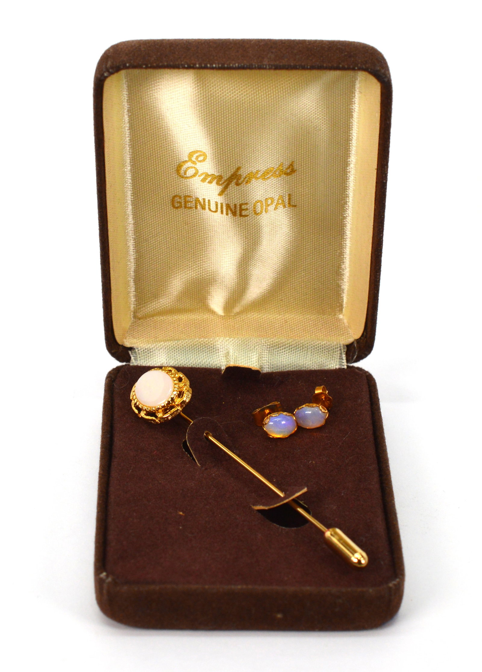 Genuine Opal Stick Pin & 14K YG Earrings (1 of 2)