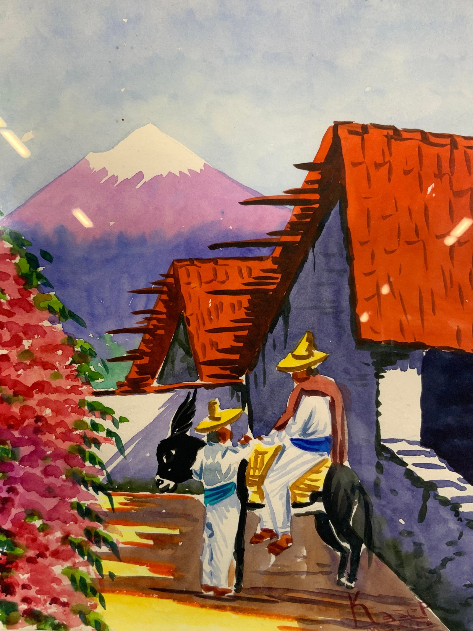 Signed Kasep Mexico Gouache Watercolor Donkey Ride (1 of 9)