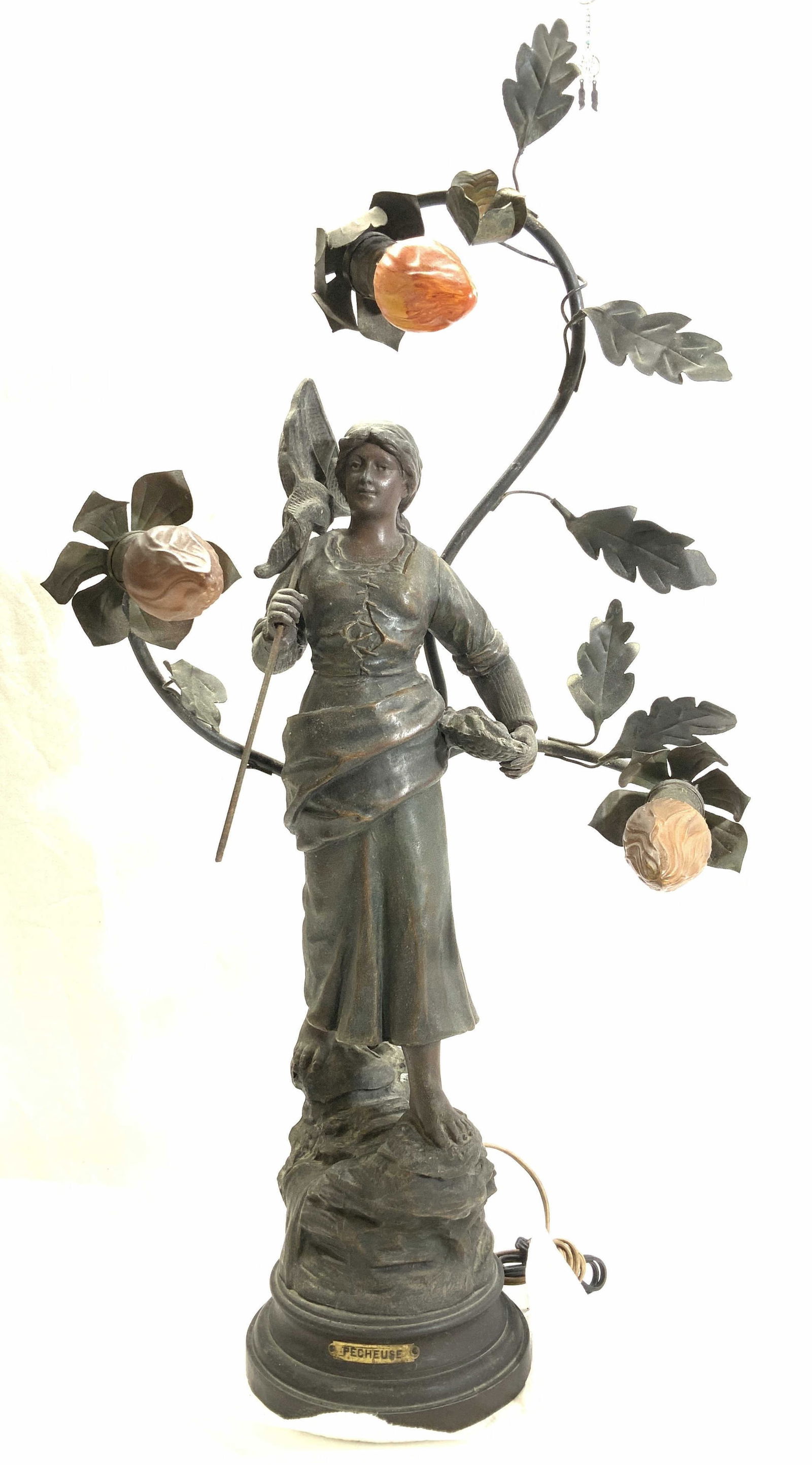 Signed Newel Cast Metal Nouveau Lamp, France (1 of 13)