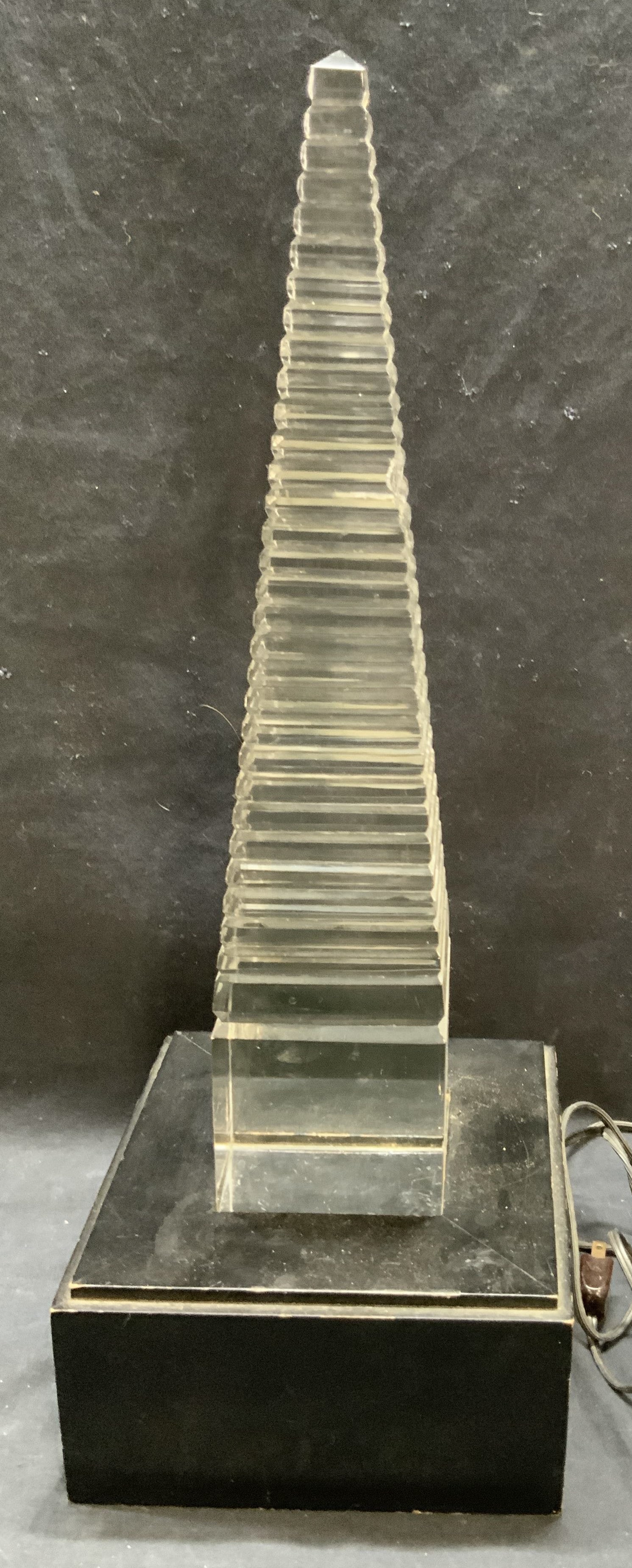 Ribbed Clear Glass Obelisk Tabletop Lamp 20in (1 of 10)