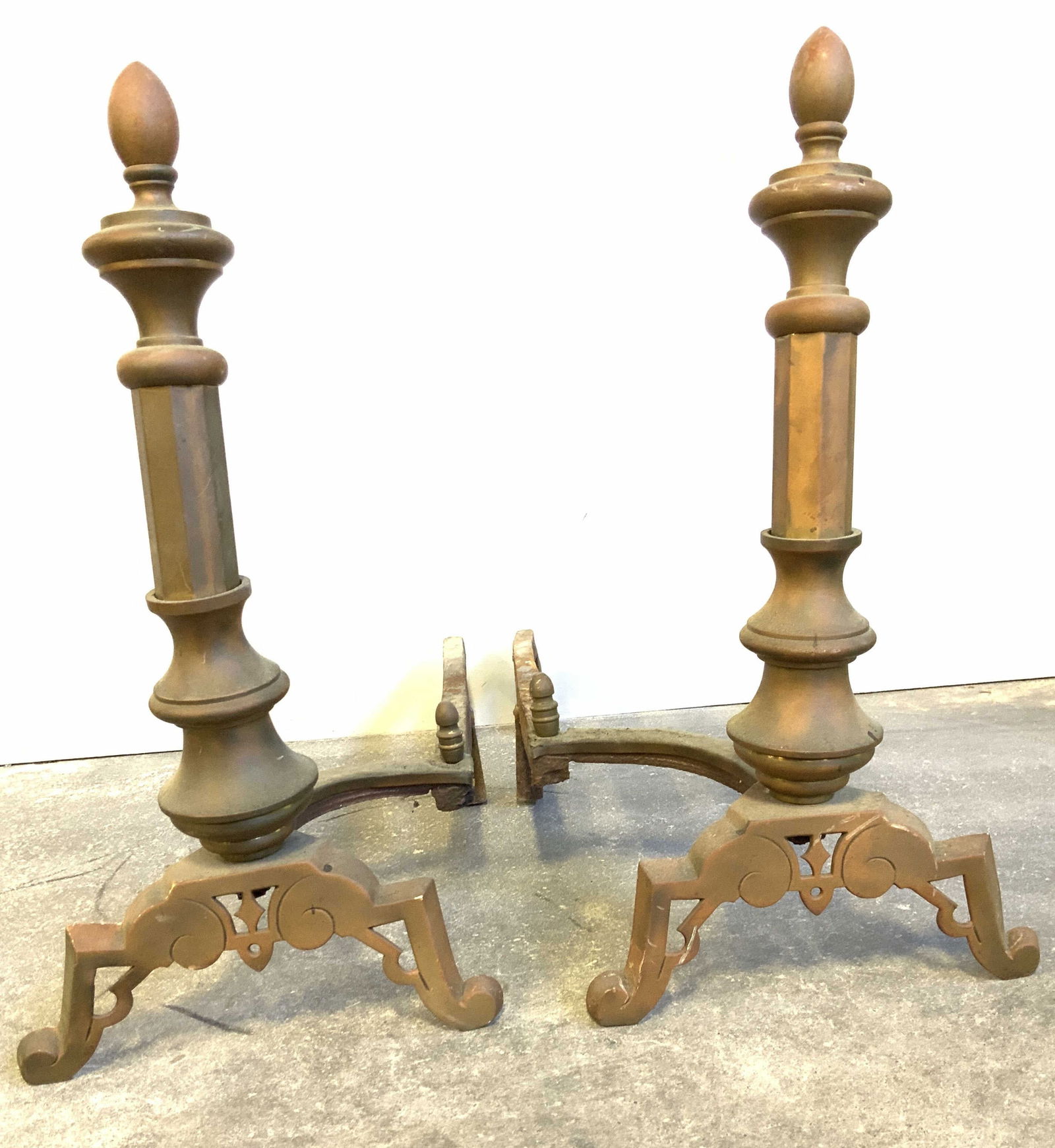 Pair Iron & Brass Andirons (1 of 8)