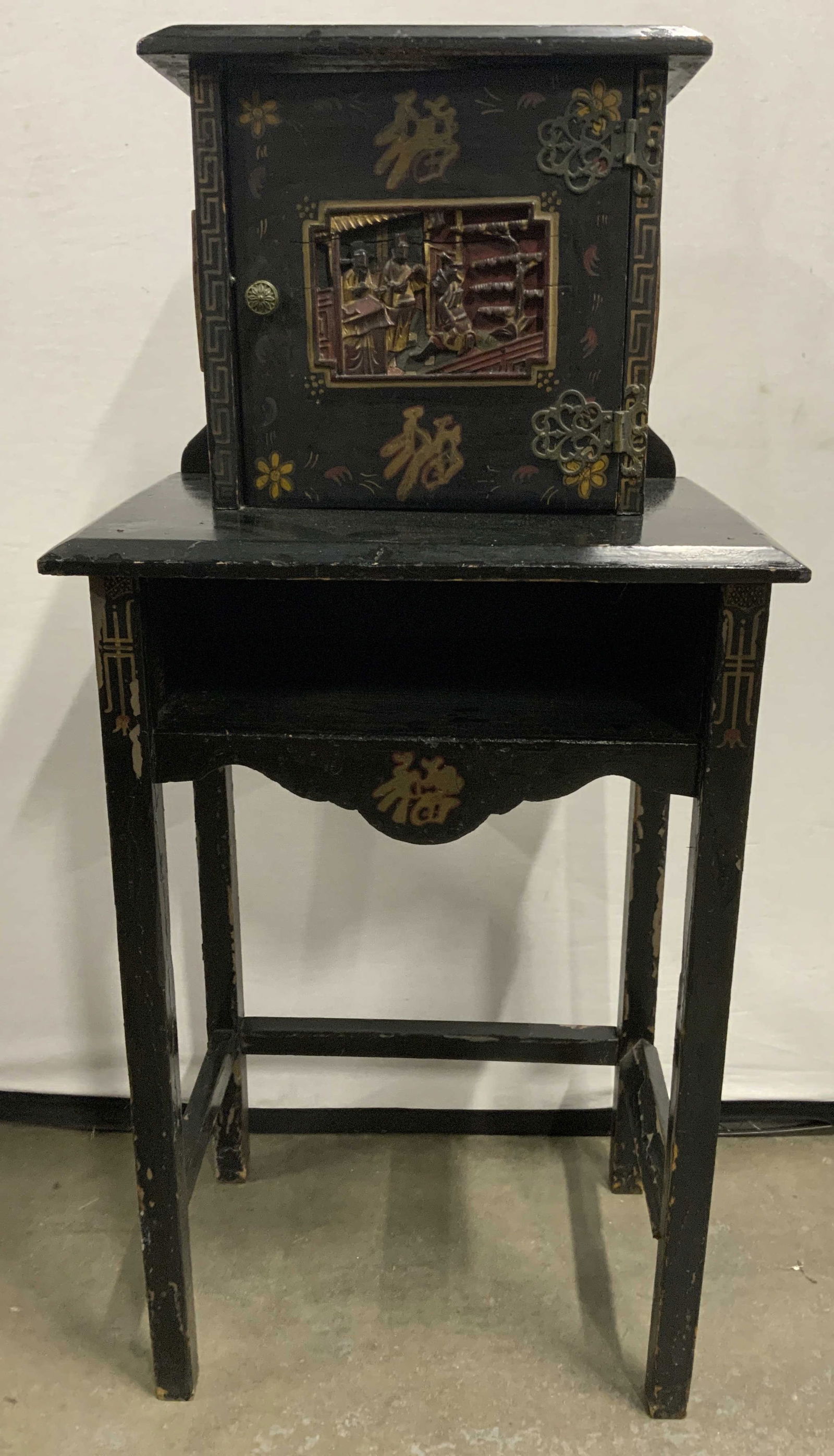 Antique Asian Side Table W Cabinet (1 of 10)