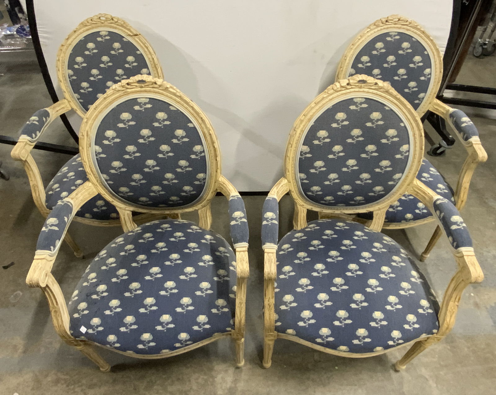 Louis XVI Set 4 Country French Dining Chairs (1 of 13)