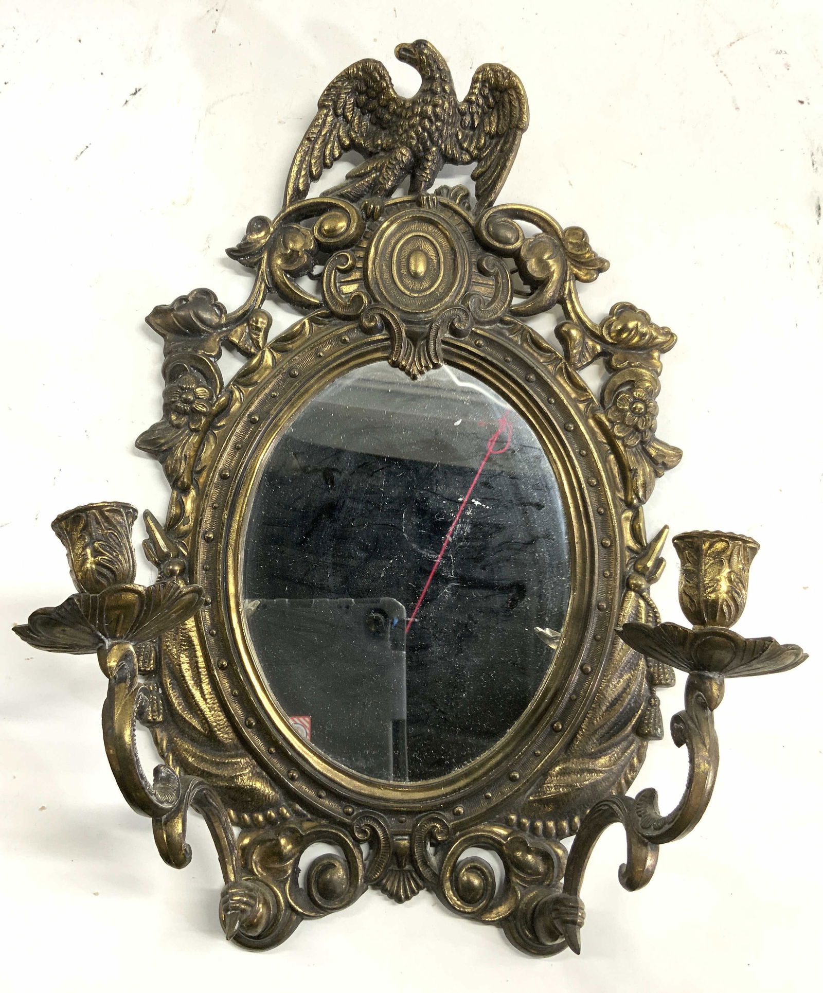 Vintage Victorian Wall Sconce Mirror W 2 Arms (1 of 8)
