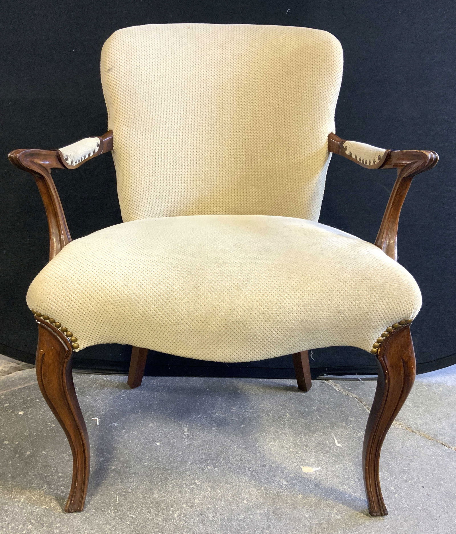 Vntg Country French Uph Wooden Armchair (1 of 10)