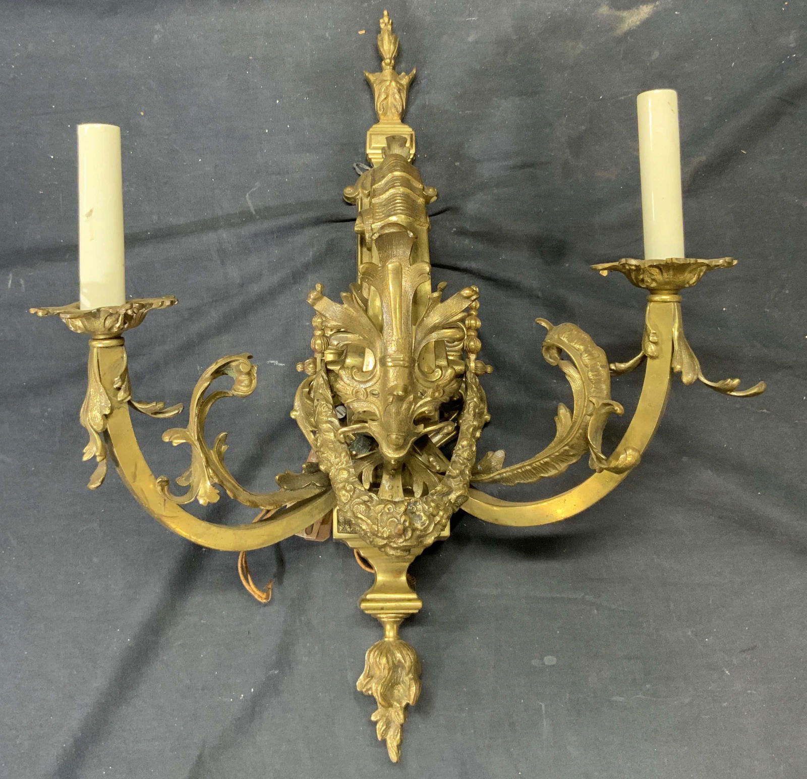Vintage Victorian 2 Arm Brass Wall Sconce (1 of 10)