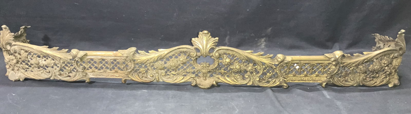 Gilt Brass Fireplace Fender w Iron Reinforcement (1 of 7)