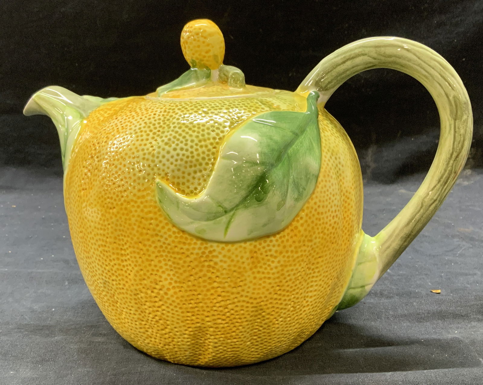 Ceramic Lemon Majolica Teapot, Hand Painted (1 of 8)