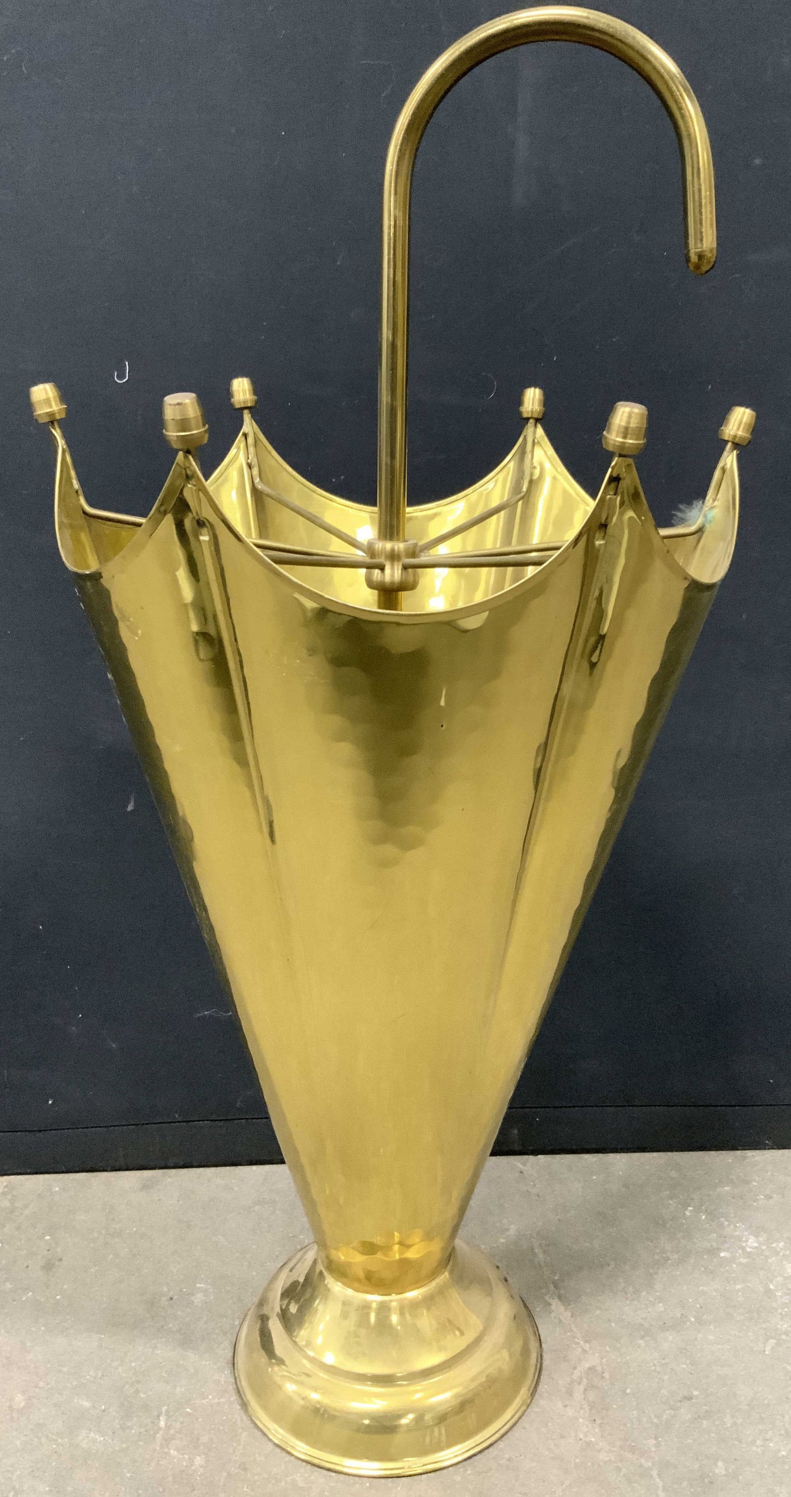 Vntg Gilt Metal Umbrella Form Umbrella Stand (1 of 8)