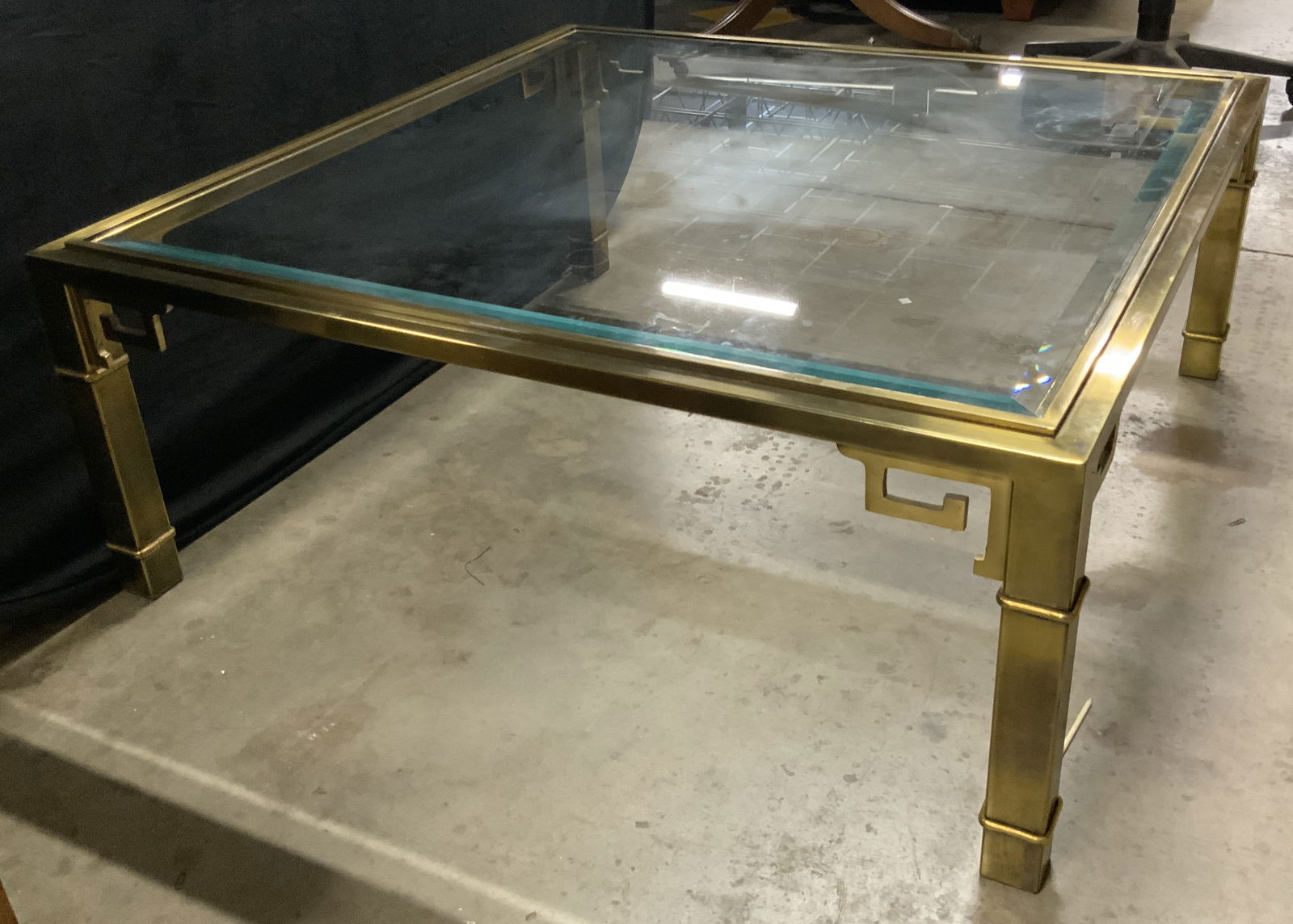 Vintage Brushed Brass Greek Key Motif Coffee Table (1 of 9)