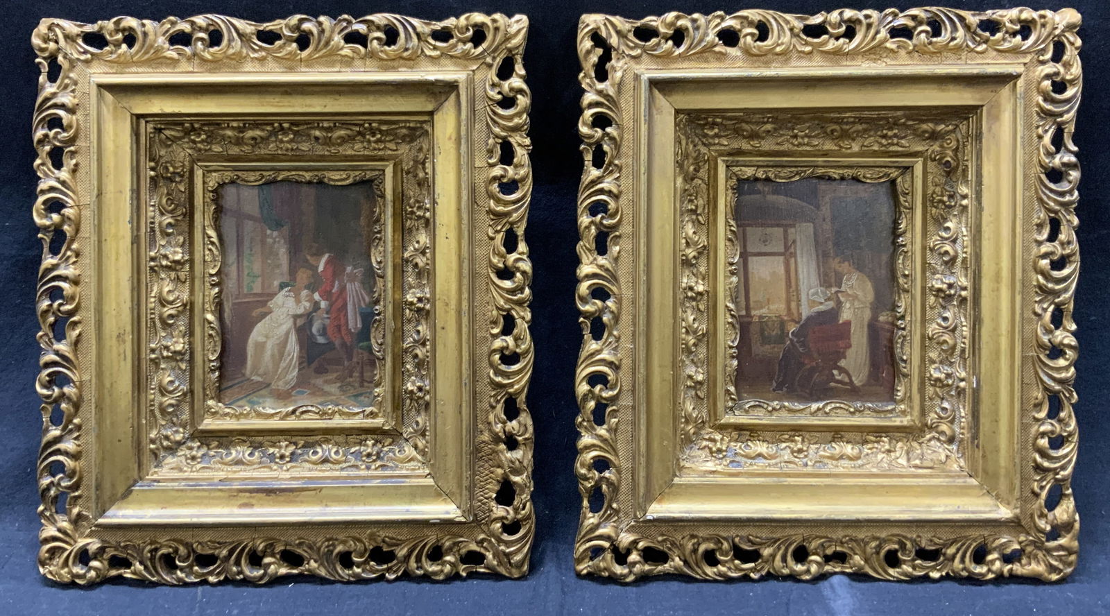 Framed Antique Oil Painting Pair By the Windows (1 of 16)
