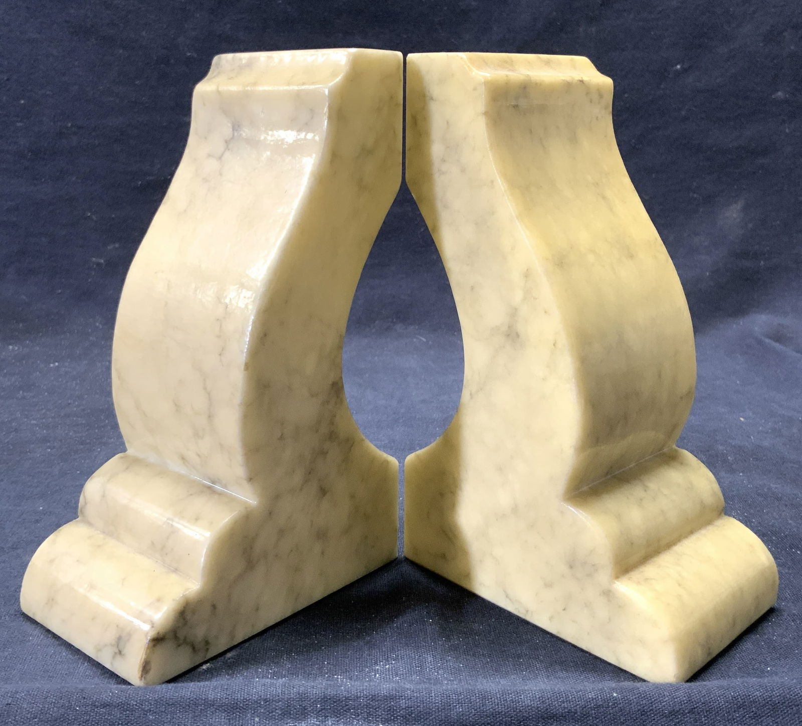 Vintage Pair Marble Bookends Cream ITALY (1 of 8)