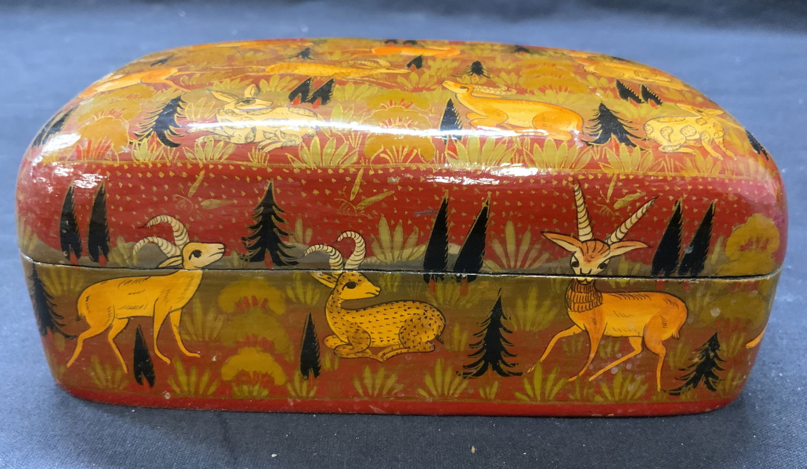 Vintage Lacquered Asian Keepsake Box W Lid (1 of 8)