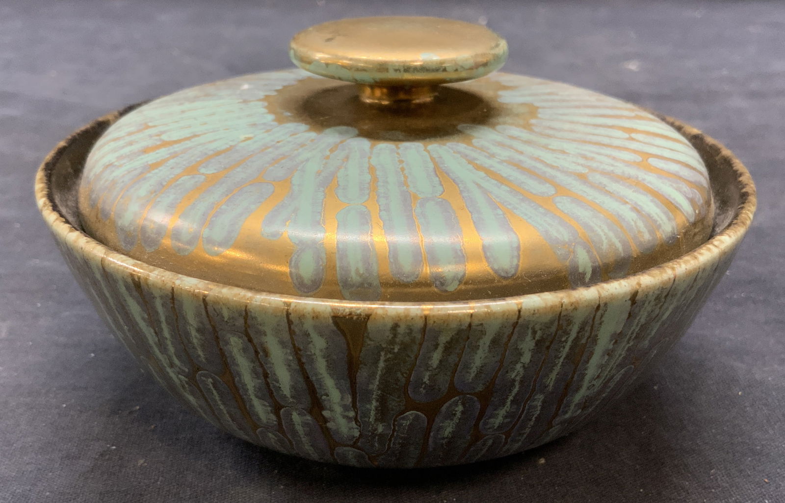 Gilt Ceramic Trinket Box W Lid (1 of 8)
