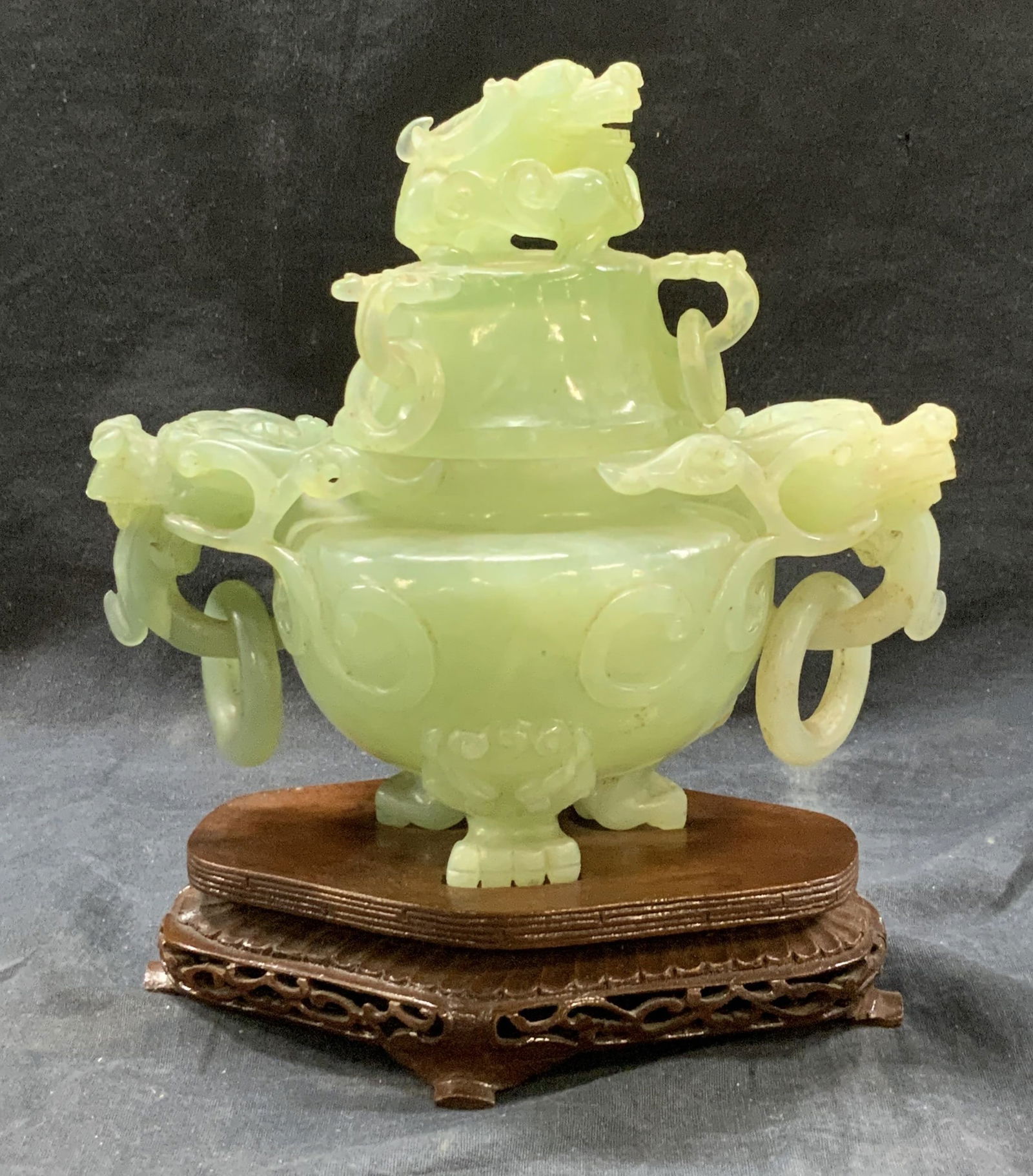 Chinese Carved Serpentine Dragon Ring Censor, 2 (1 of 13)