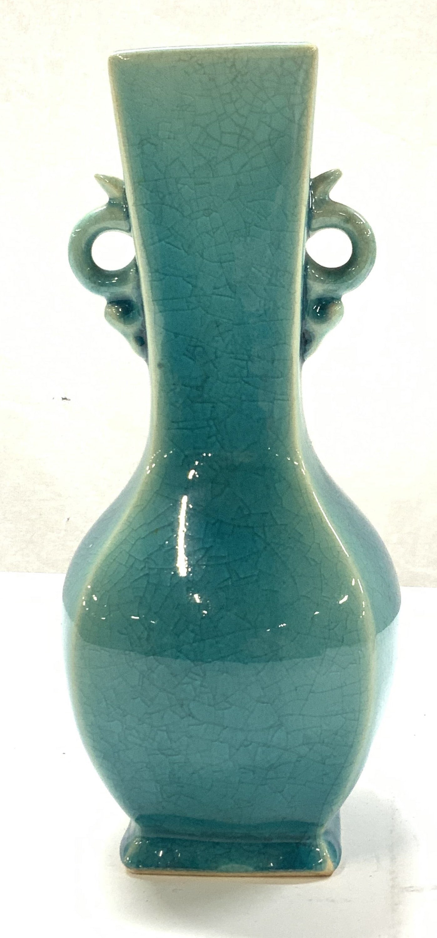 Vintage Chinese Turquoise Porcelain Hu Vase (1 of 6)