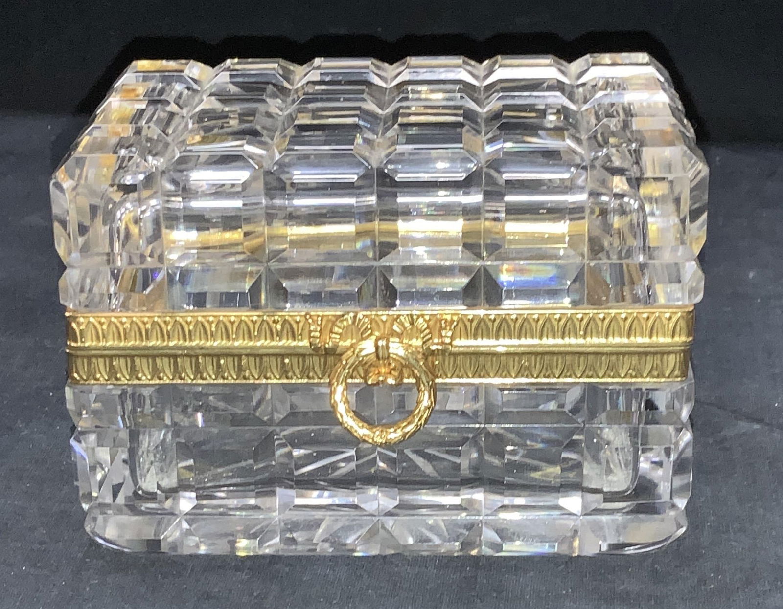 Heavy Cut Crystal Hinged Dresser Top Box (1 of 9)