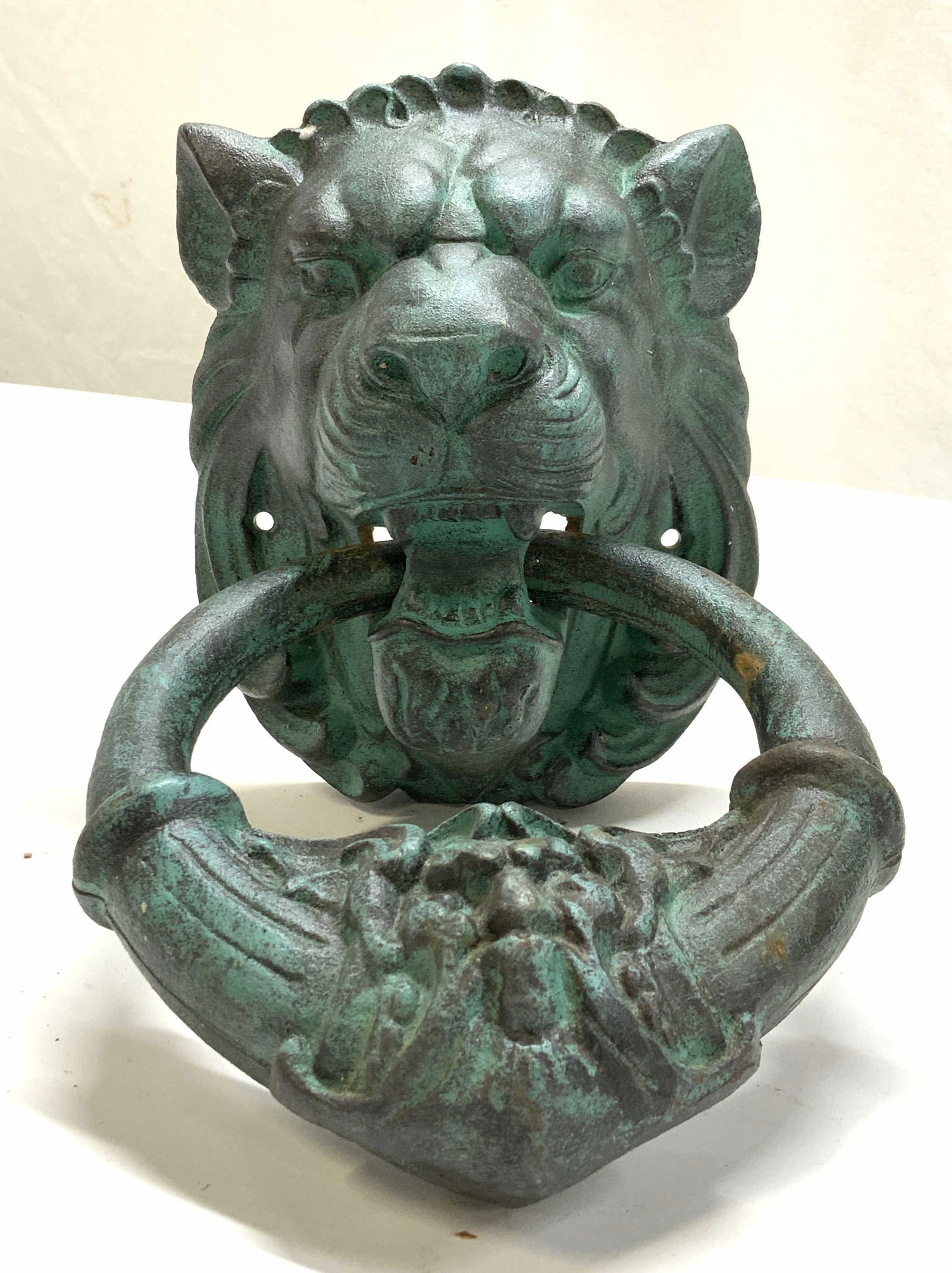 Verdigris Cast Iron Lion Head Door Knocker (1 of 7)
