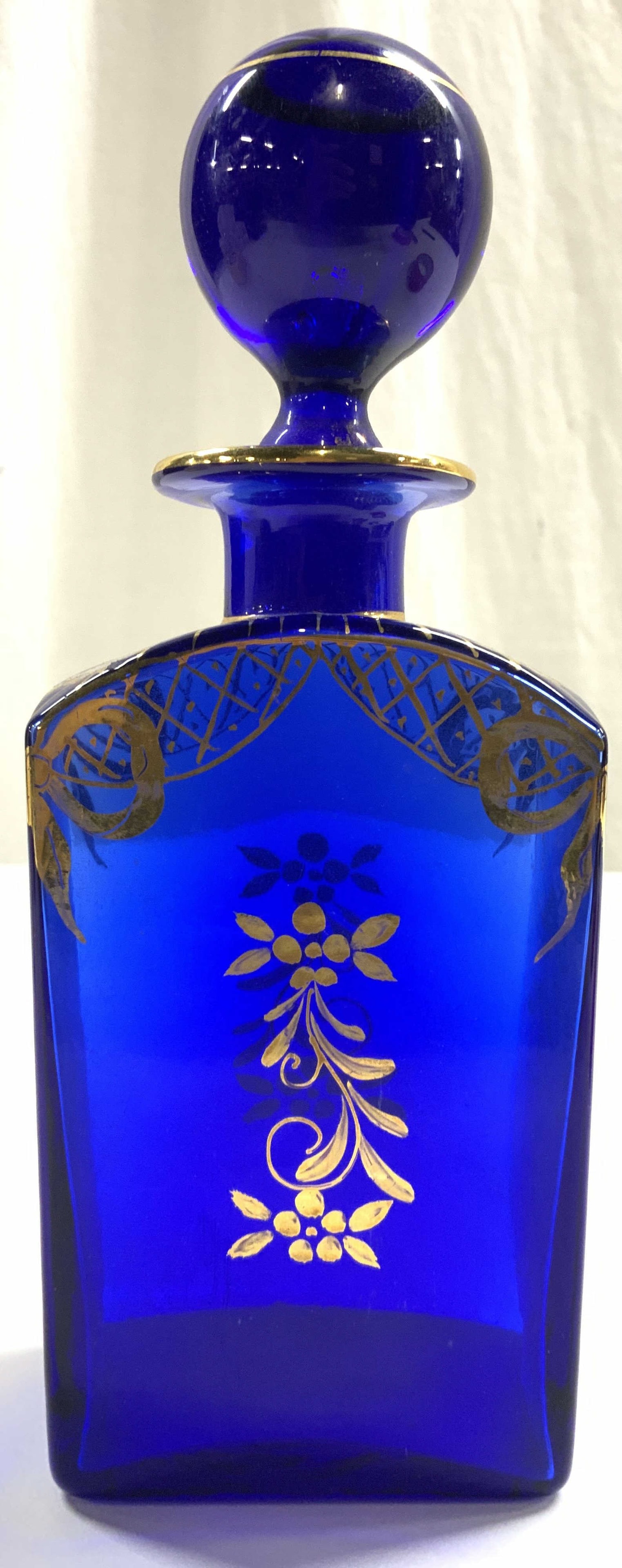 Cobalt & Gilt Art Glass Decanter W Stopper (1 of 8)