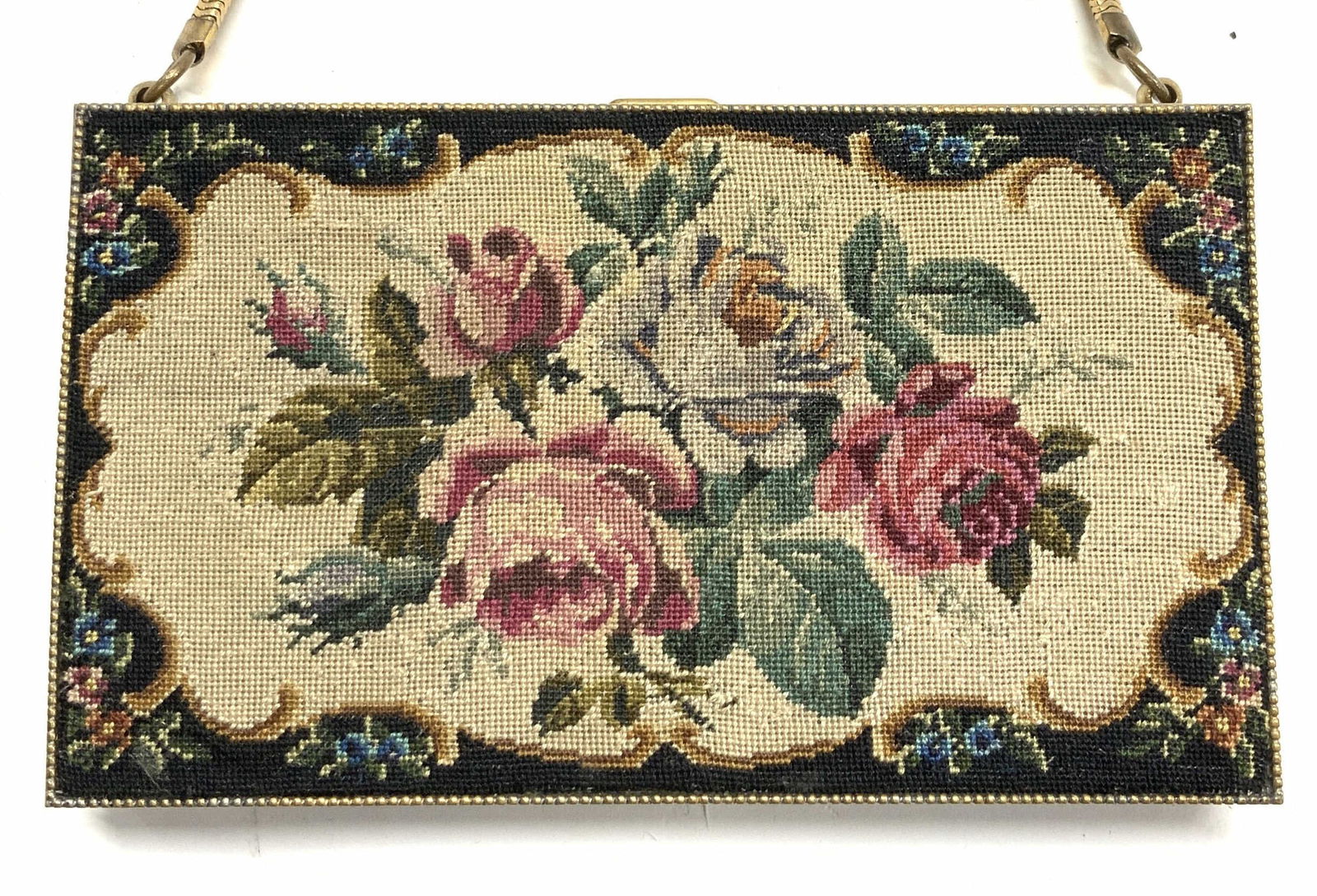 Petite Point Metal Compact Purse w Accessories (1 of 8)