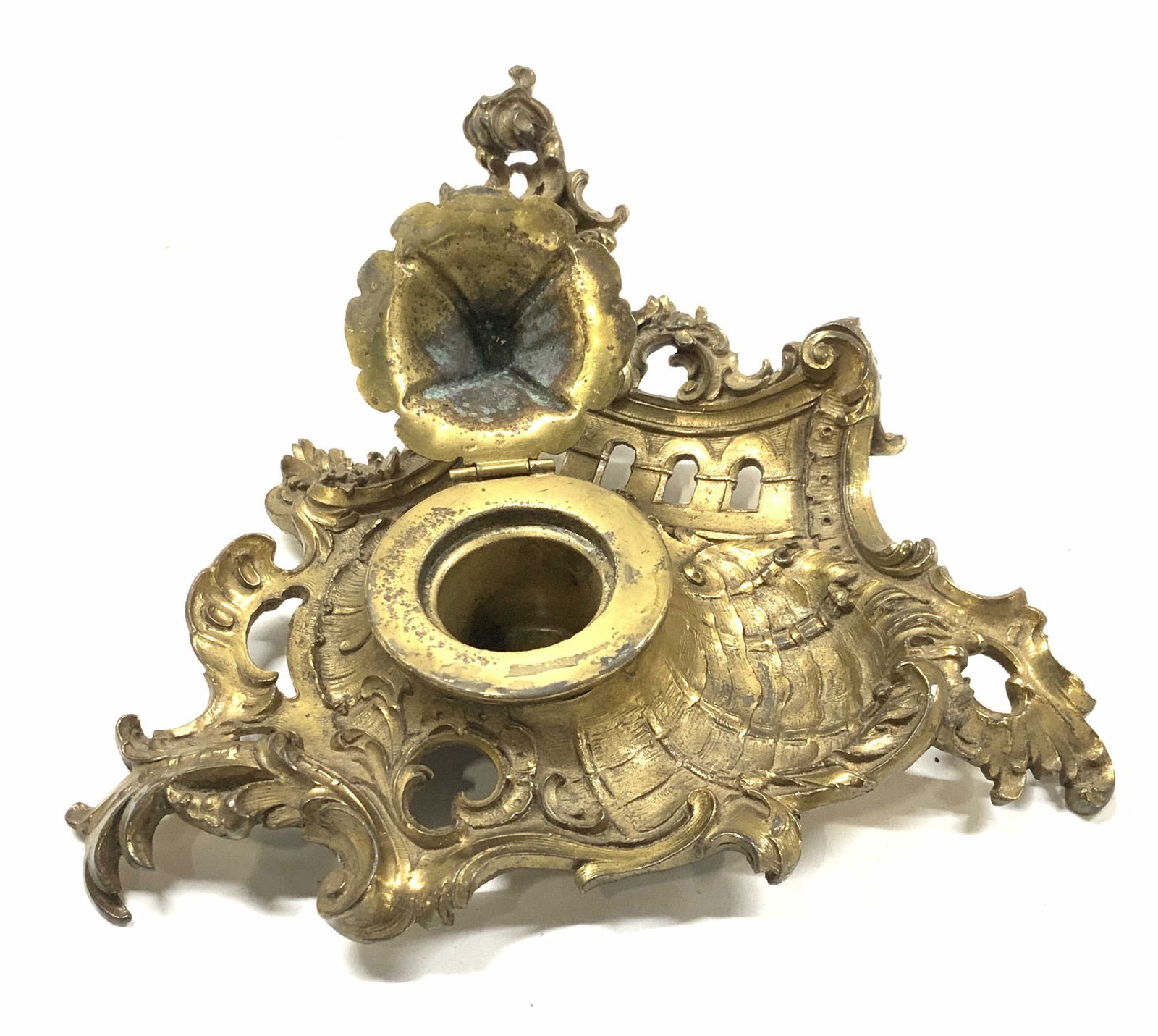 Louis XV Style Antique Gilt Metal Ink Well, France (1 of 8)