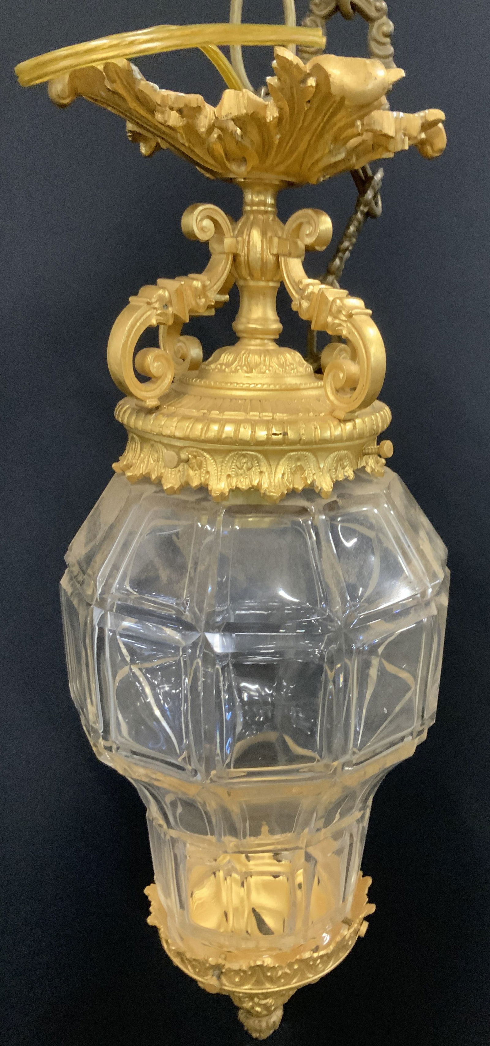 Ormolu Gilt Metal & Beveled Glass Light Fixture (1 of 9)