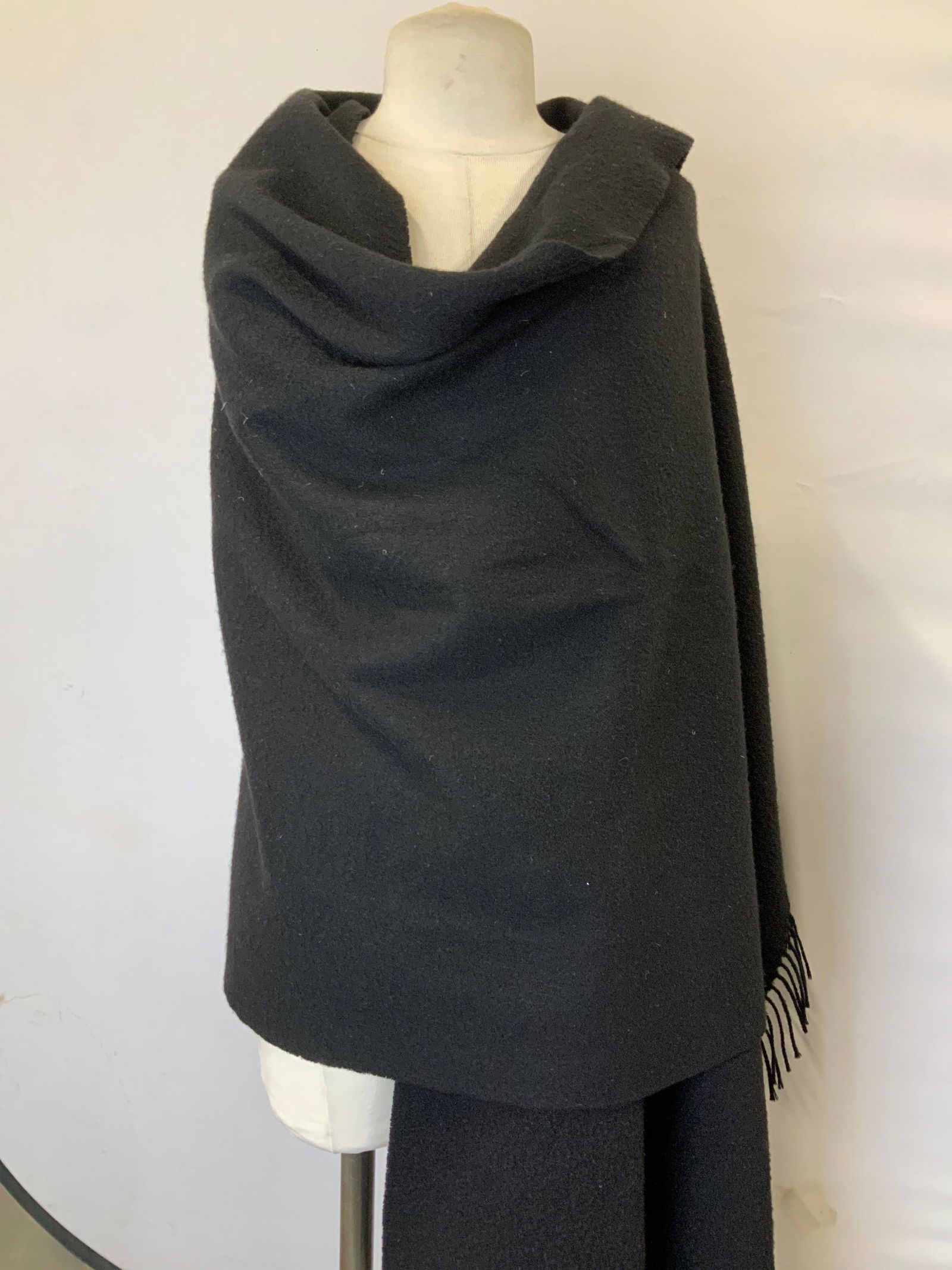 Hermes Paris XL Black Shawl W Tassels (1 of 8)