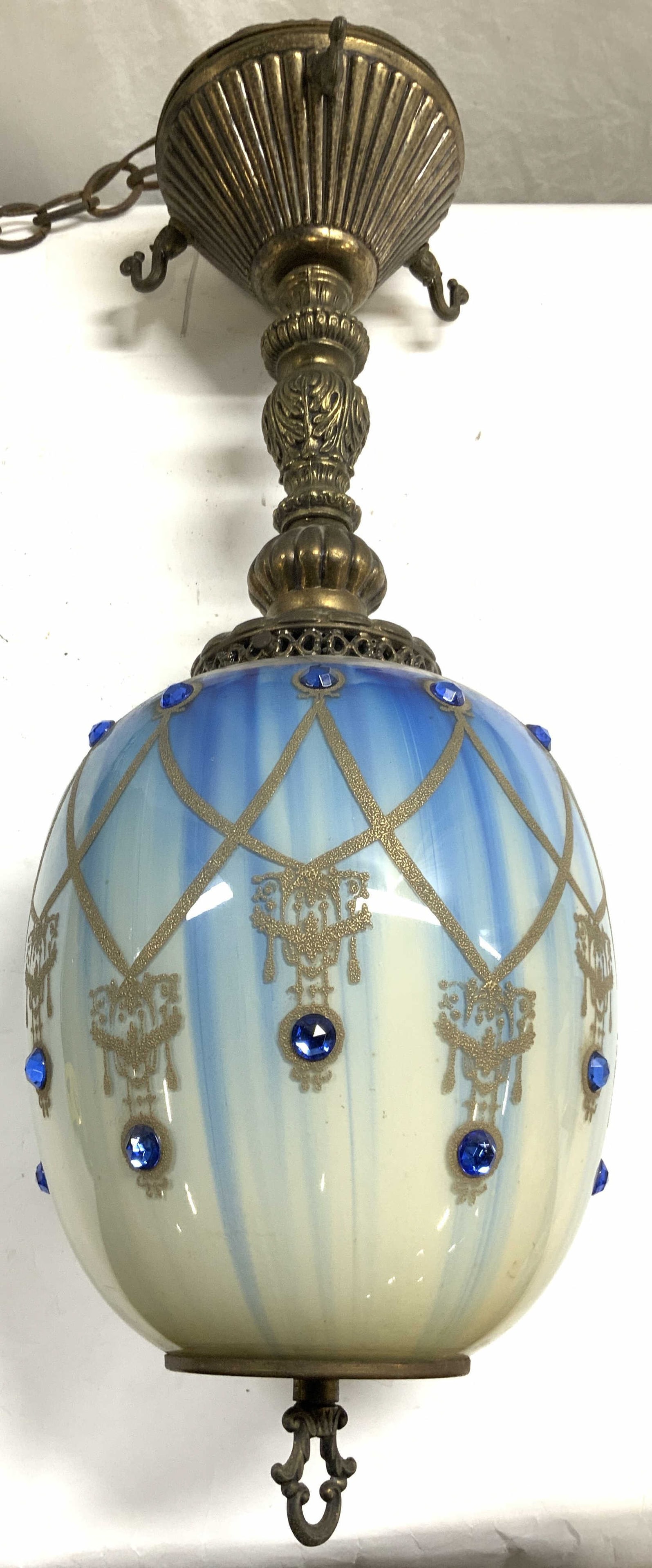 Art Nouveau Art Glass Ceiling Lamp 26in (1 of 9)
