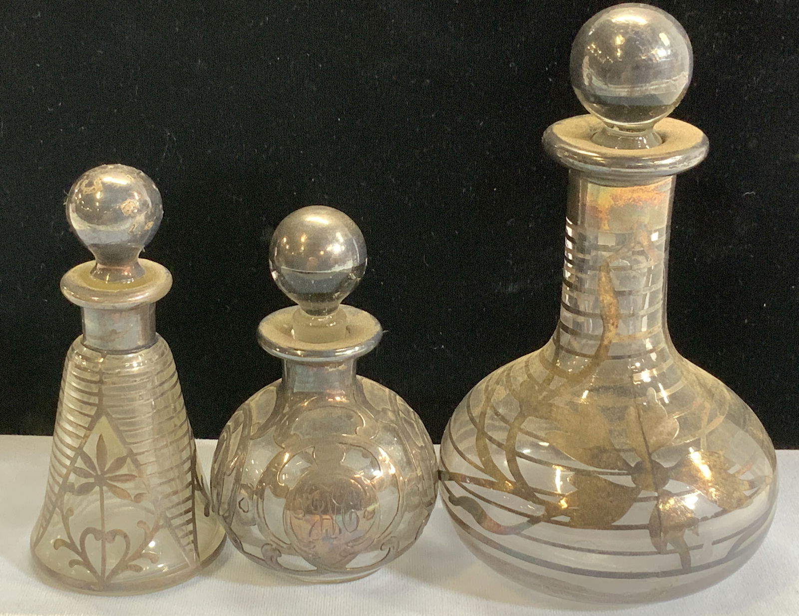 Grp 3 .999 Pure Silver over  Glass Perfume Bottles (1 of 9)