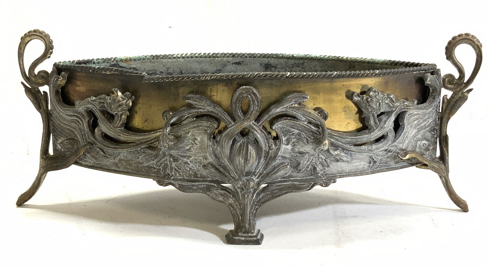 Art Nouveau Gilt Metal Footed Jardiniere (1 of 8)