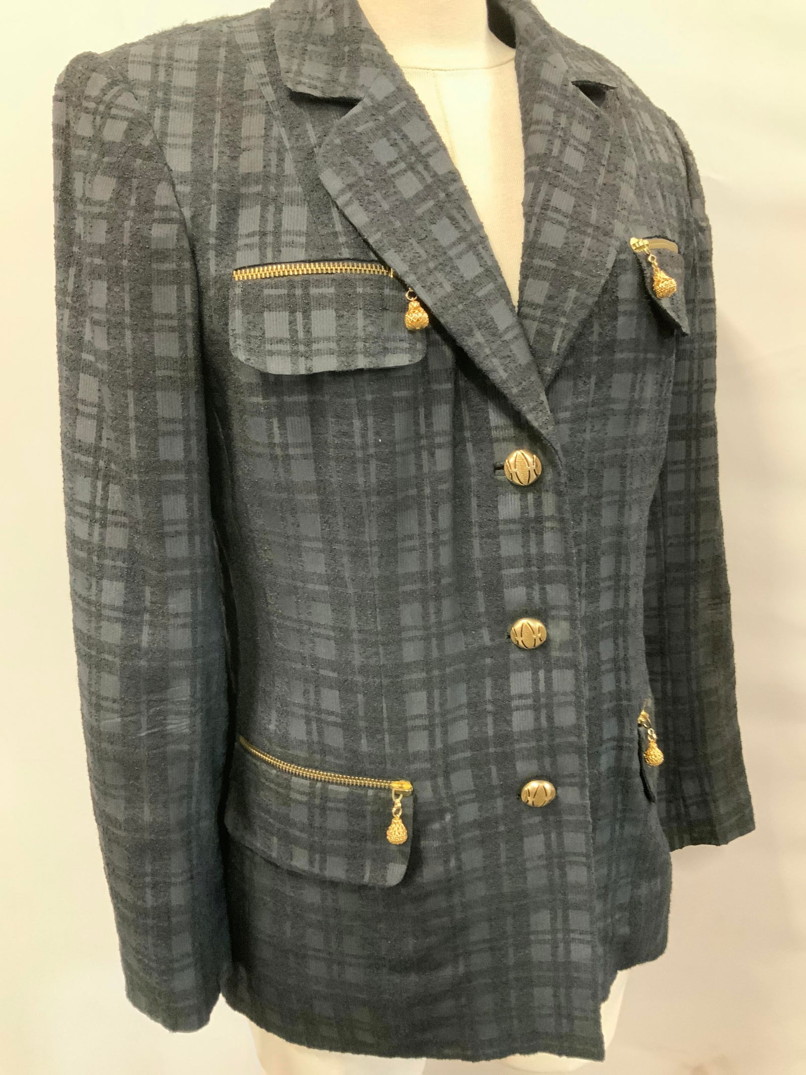 Black Blazer Jacket with Gold Tone Buttons (1 of 11)