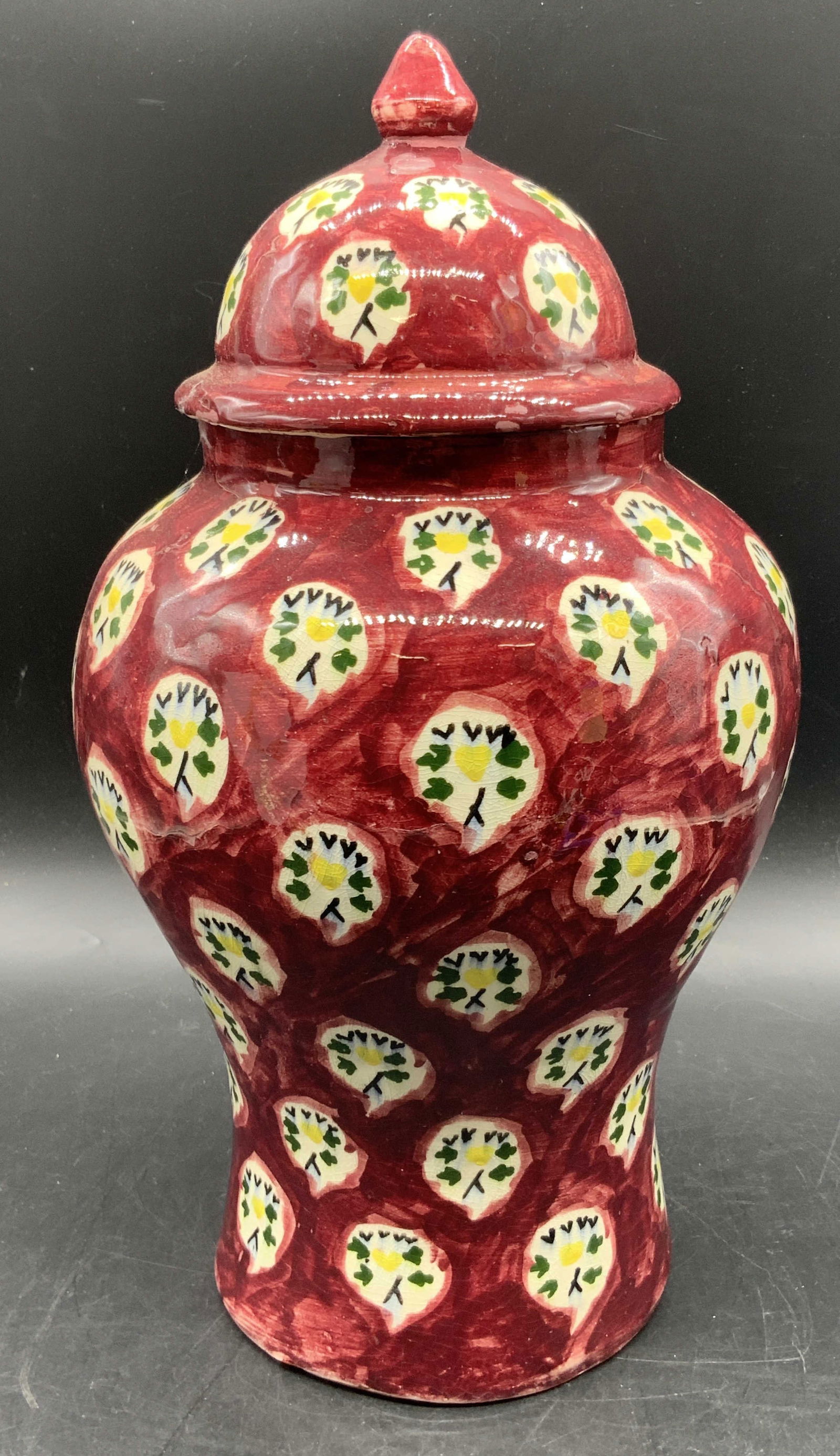 Hand Made Moroccan Pottery Ginger Jar Urn, Lid (1 of 11)