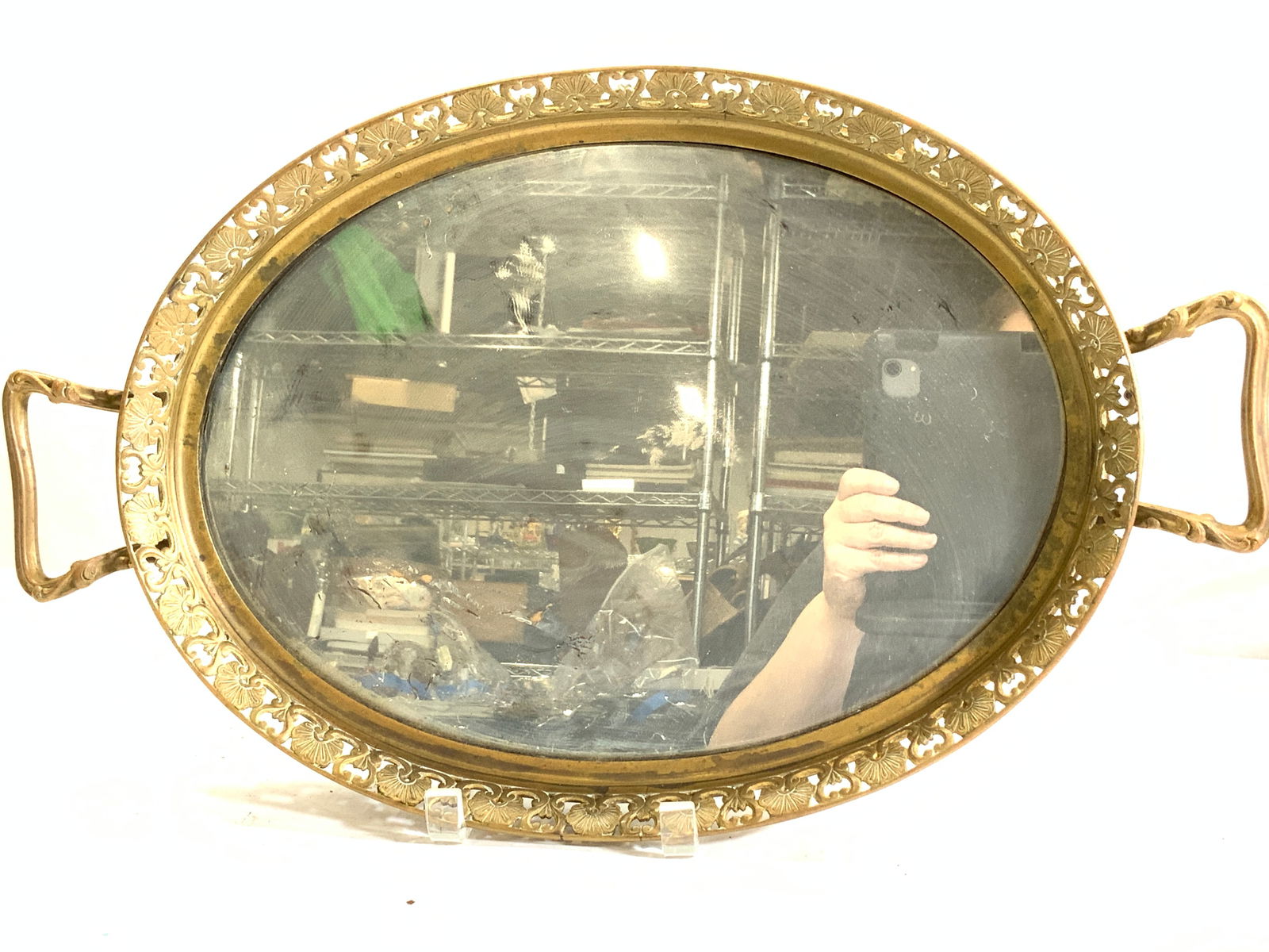 BACCARAT Antique Gilt Bronze Footed Vanity Tray Fr (1 of 11)