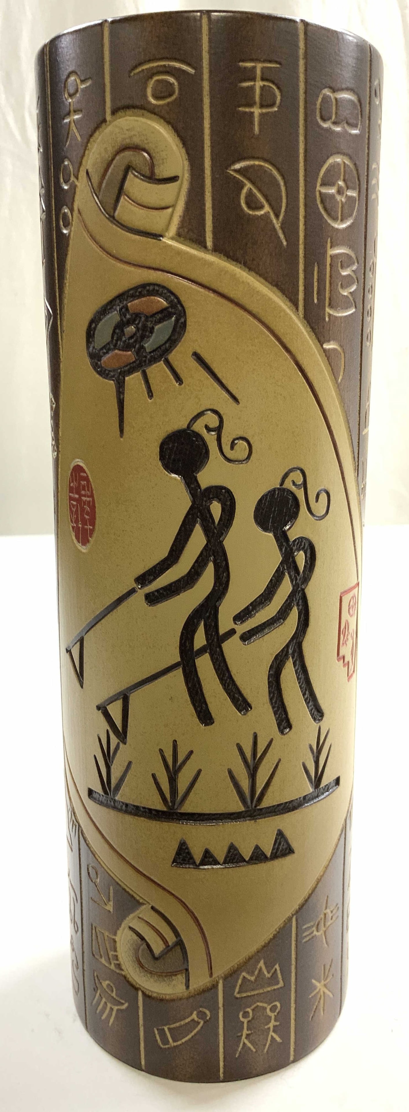 DA JING POTTERY Asian Ceramic Cylindrical Vase (1 of 10)