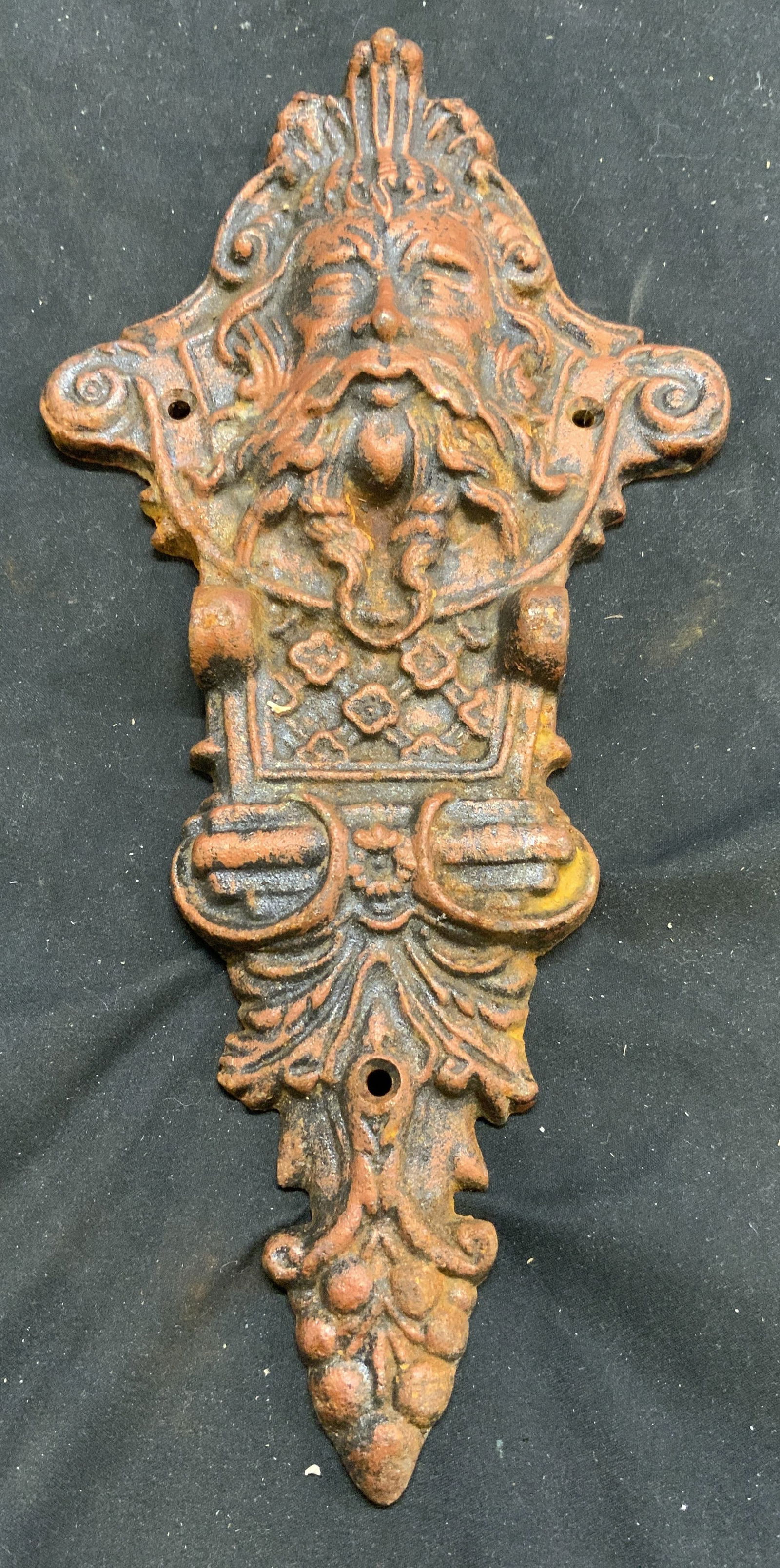 Antq Iron Wall Ornament W Male Figural 10.5in (1 of 8)