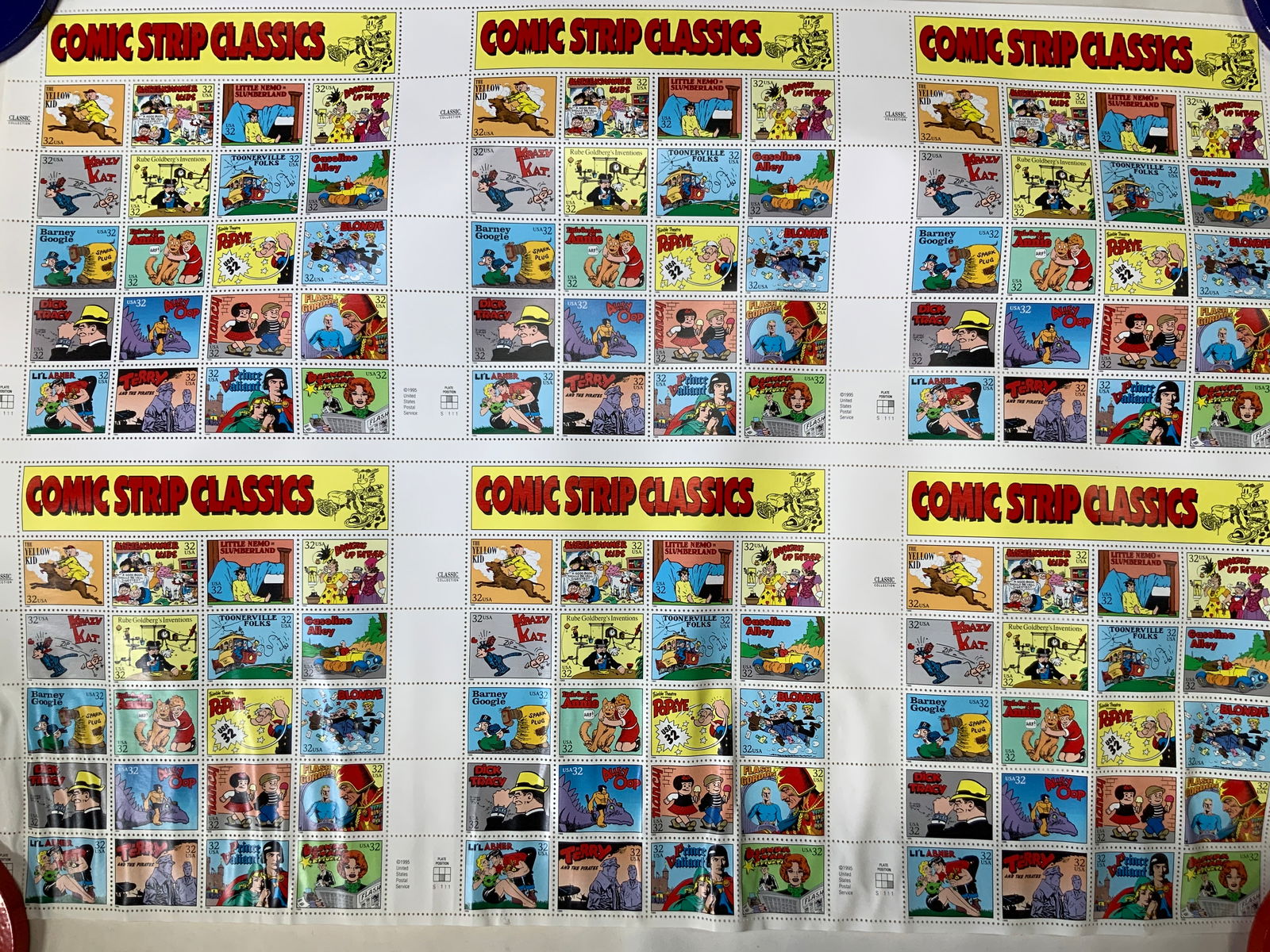 1995 Comic Strip Classics Stamps Uncut Sheet (1 of 9)
