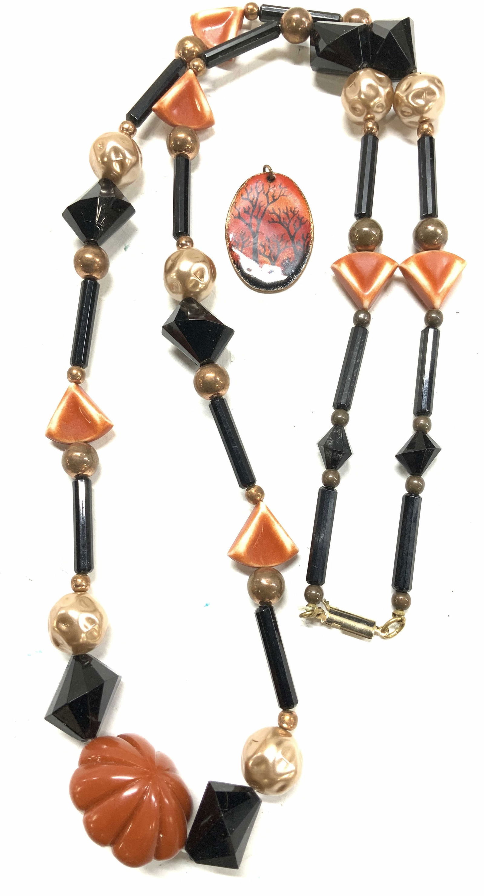 Opera Length Necklace, Enamel Tree Pendant, 2 (1 of 7)