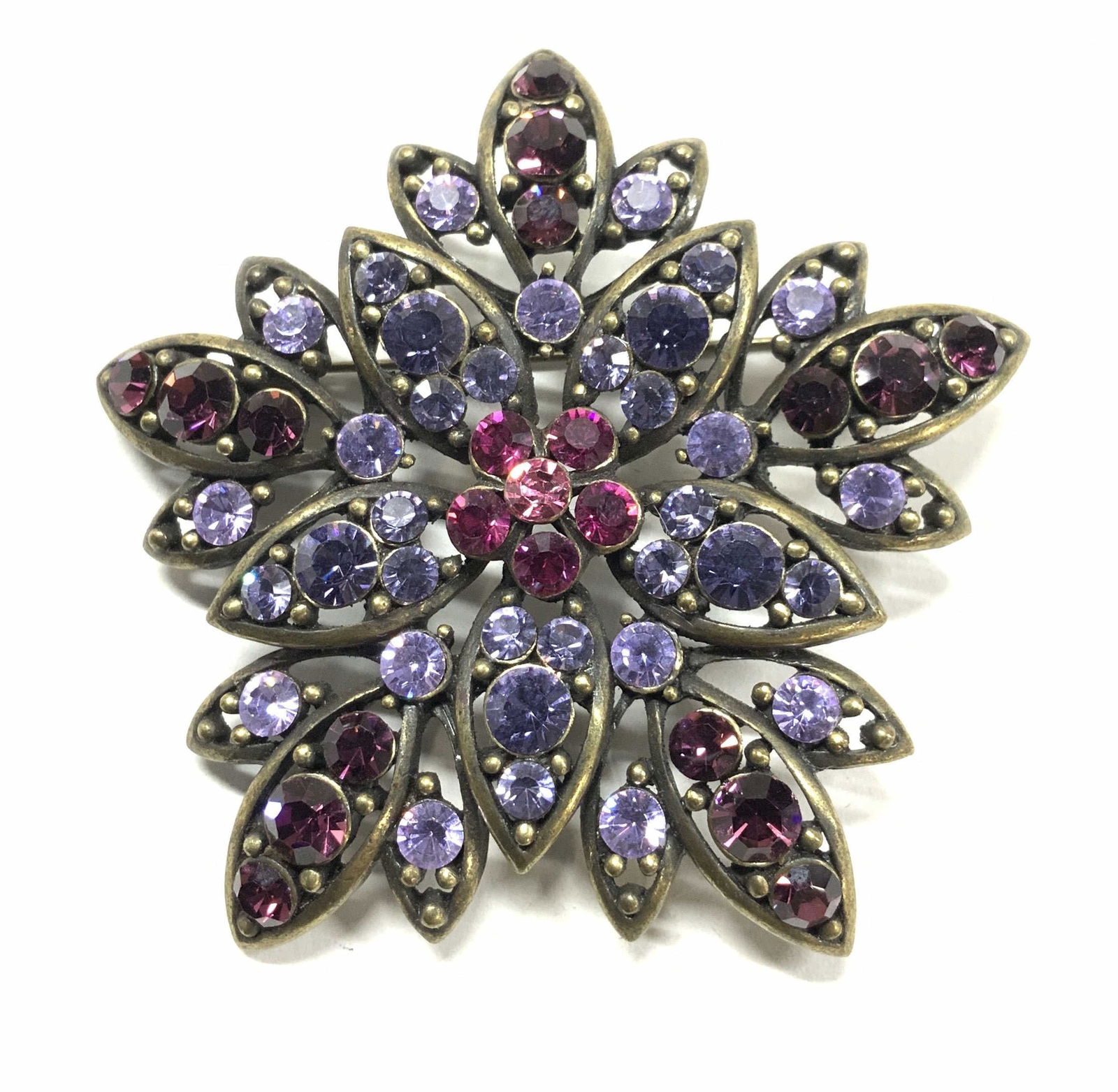 Violet & Magenta Crystal Flower Brooch (1 of 7)