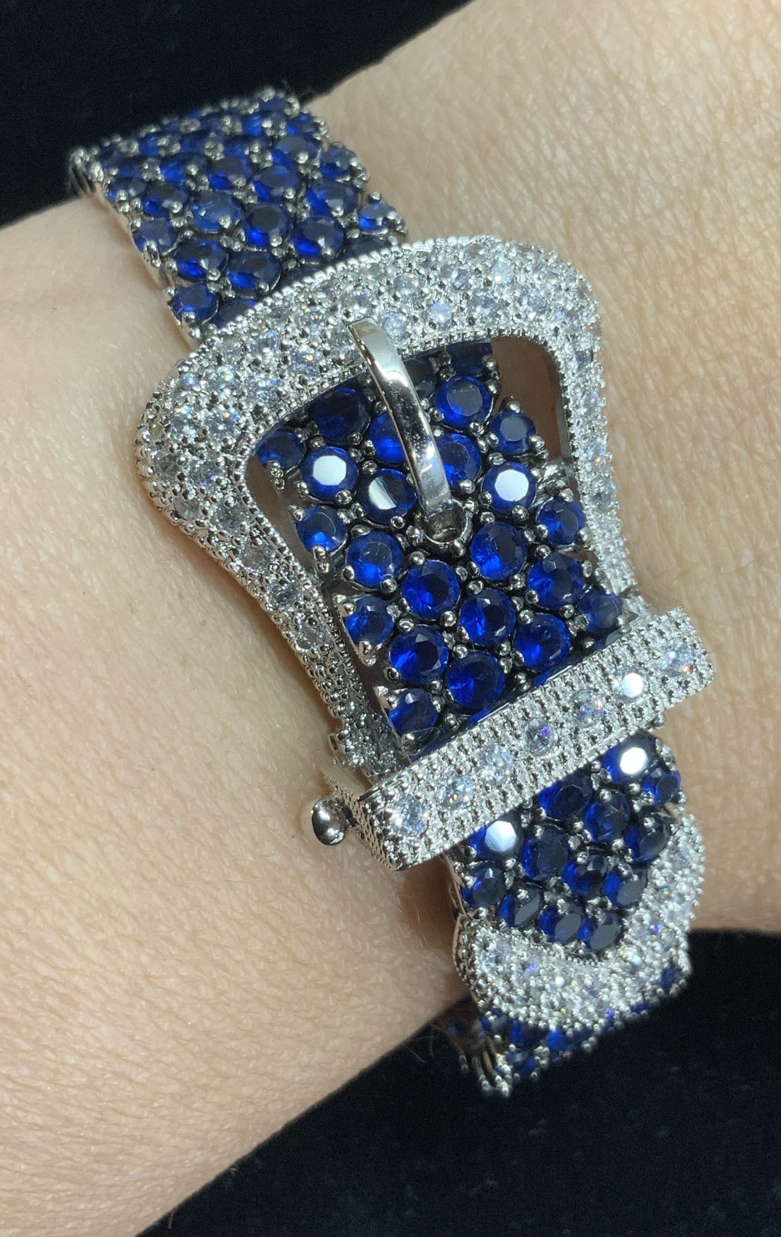 CWE Sterling Silver Sapphire CZ Buckle Bracelet (1 of 7)