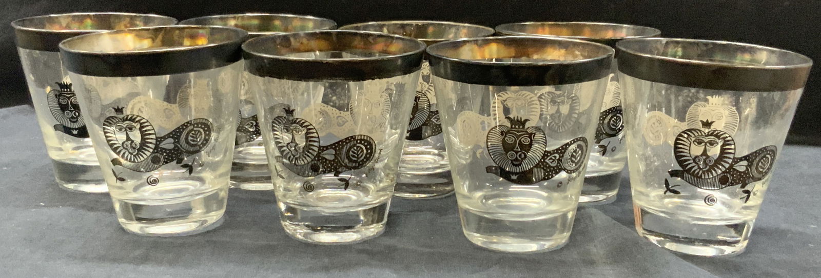 Set 8 George Briard Silver Overlay Lion Glasses (1 of 7)
